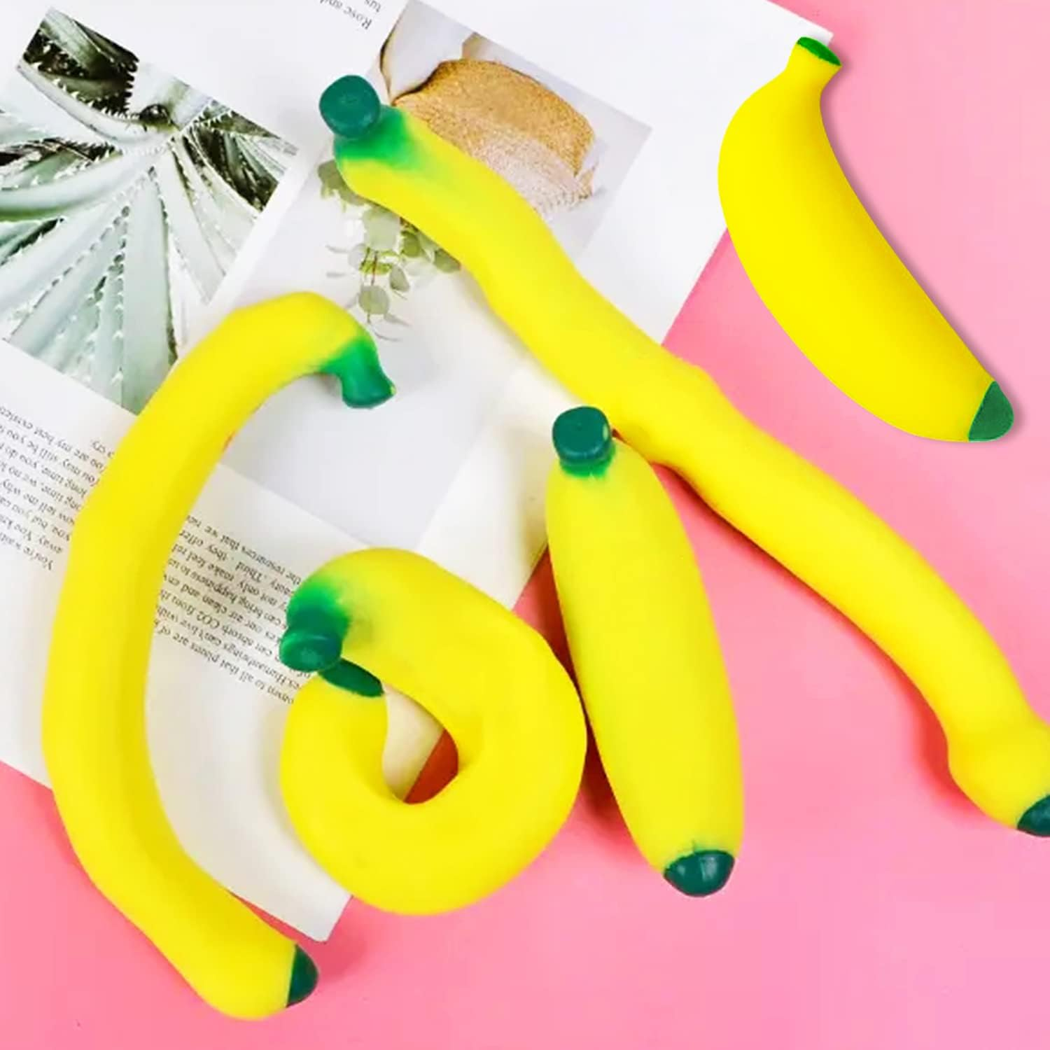 3 Pack Stretchy Banana Sensory Toy,Stress Relief Fidget Banana Toys for Kids and Adults,Sand Filled Stress Gift,Banana Party Supply