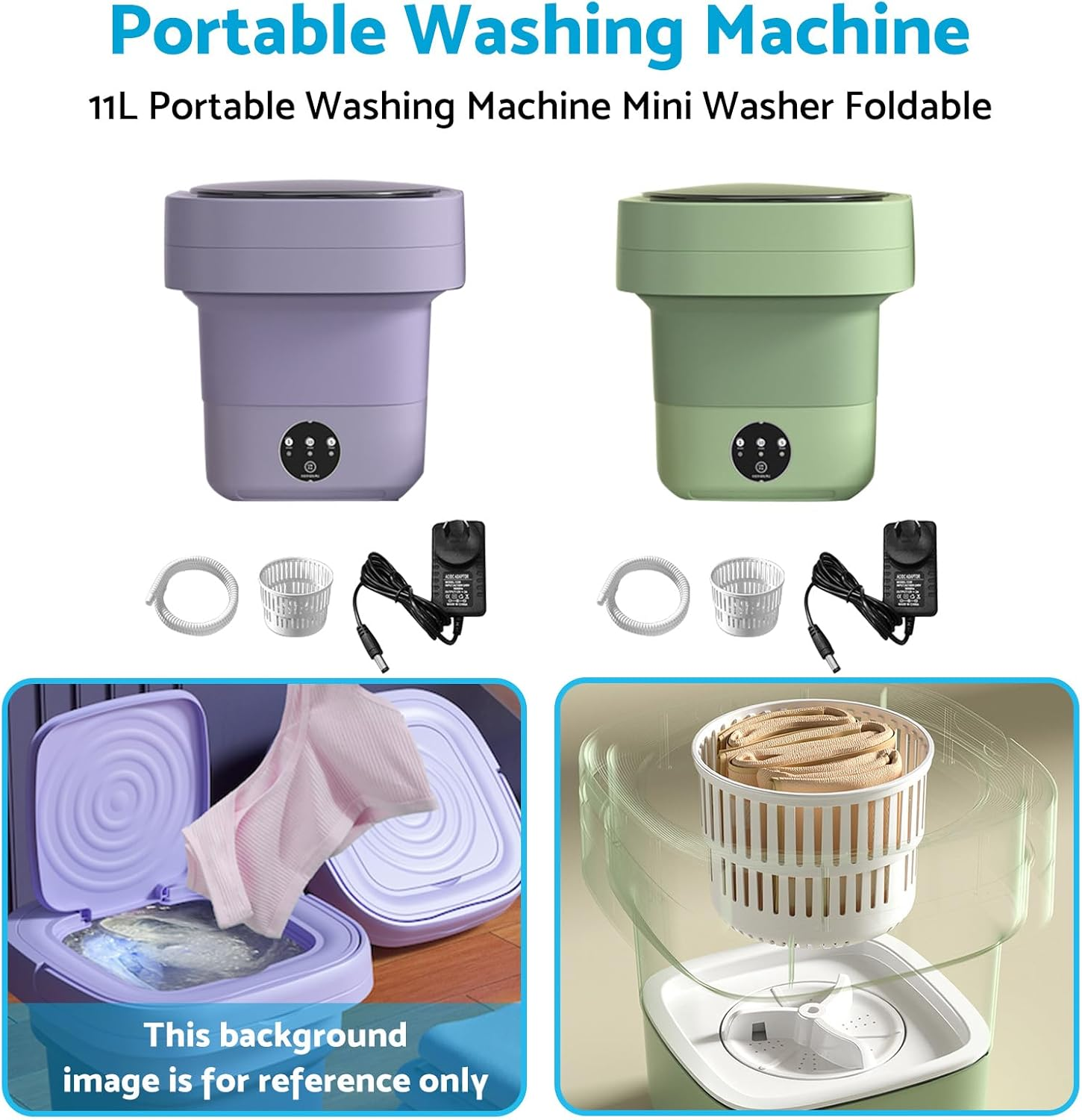 MAX COOL 11L Portable Washing Machine Foldable Washer Deep Cleaning Perfect for Office, Camping, Traveling (Purple) image number 5