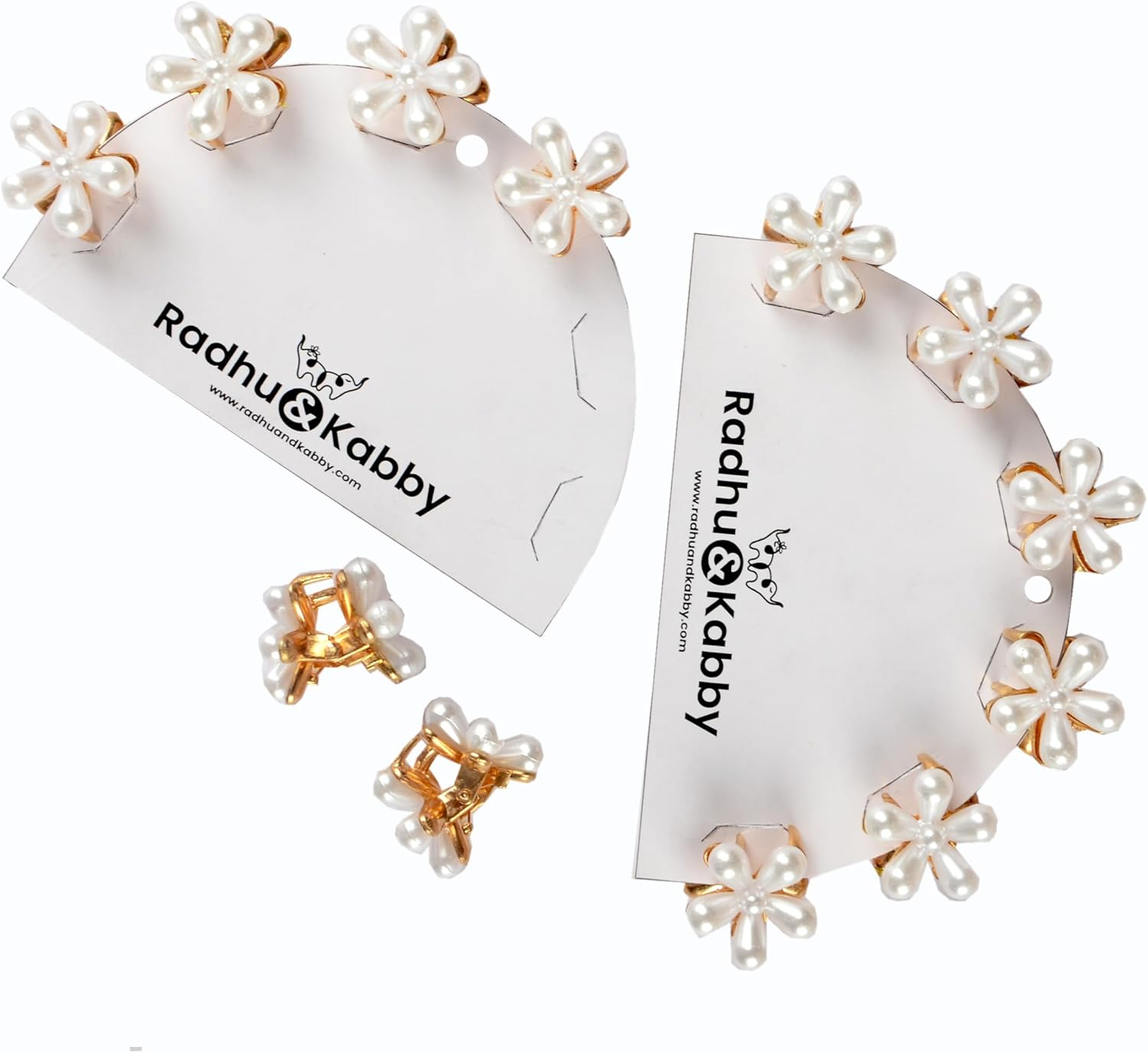 Radhu&Kabby Pack of 12 | Pearly White | Nonslip Small Claw Clip for Women | Strong Hold Mini Hair Clips for Girls | Butterfly Clutchers | Hair Clamps | Barrettes image number 3