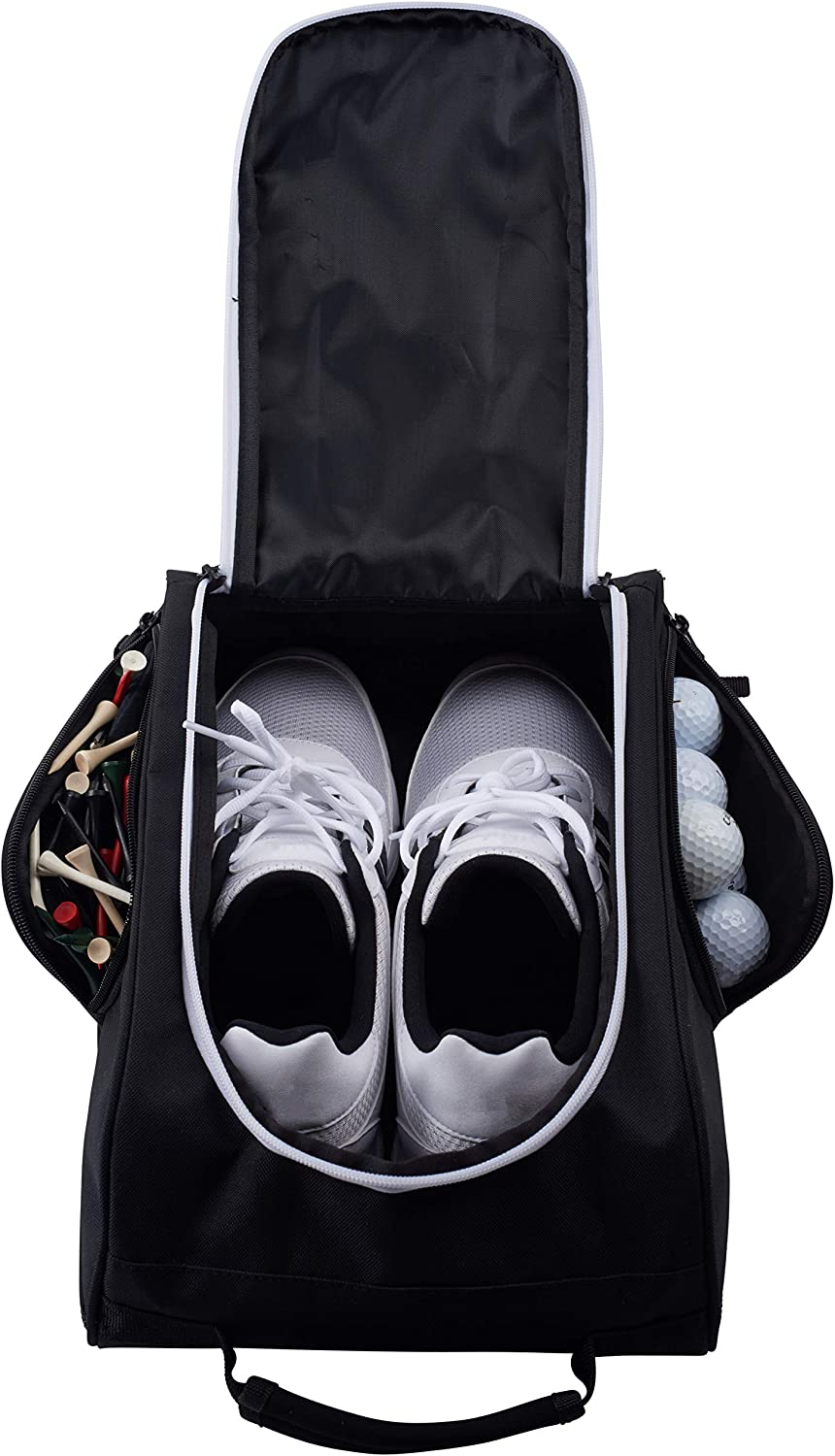 Athletico Golf Shoe Bag - Zippered Shoe Carrier Bags Ventilation & outside Pocket Socks, Tees, Etc.