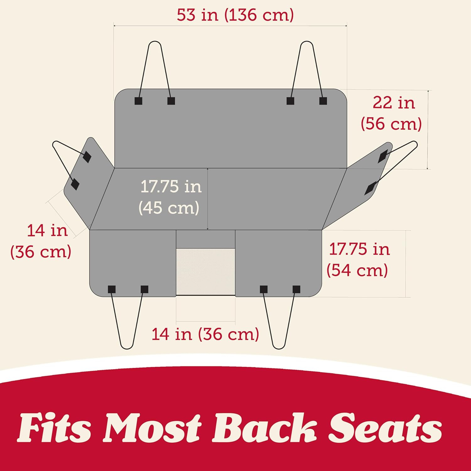 Lusso Gear Dog Car Seat Cover for Back Seat - 100% Waterproof Dog Hammock - Padded Headrest and Mesh Window - Passenger Compatible Rear Car Seat Cover - Fits Trucks, Suvs, Cars - Premium Edition - Gray image number 6