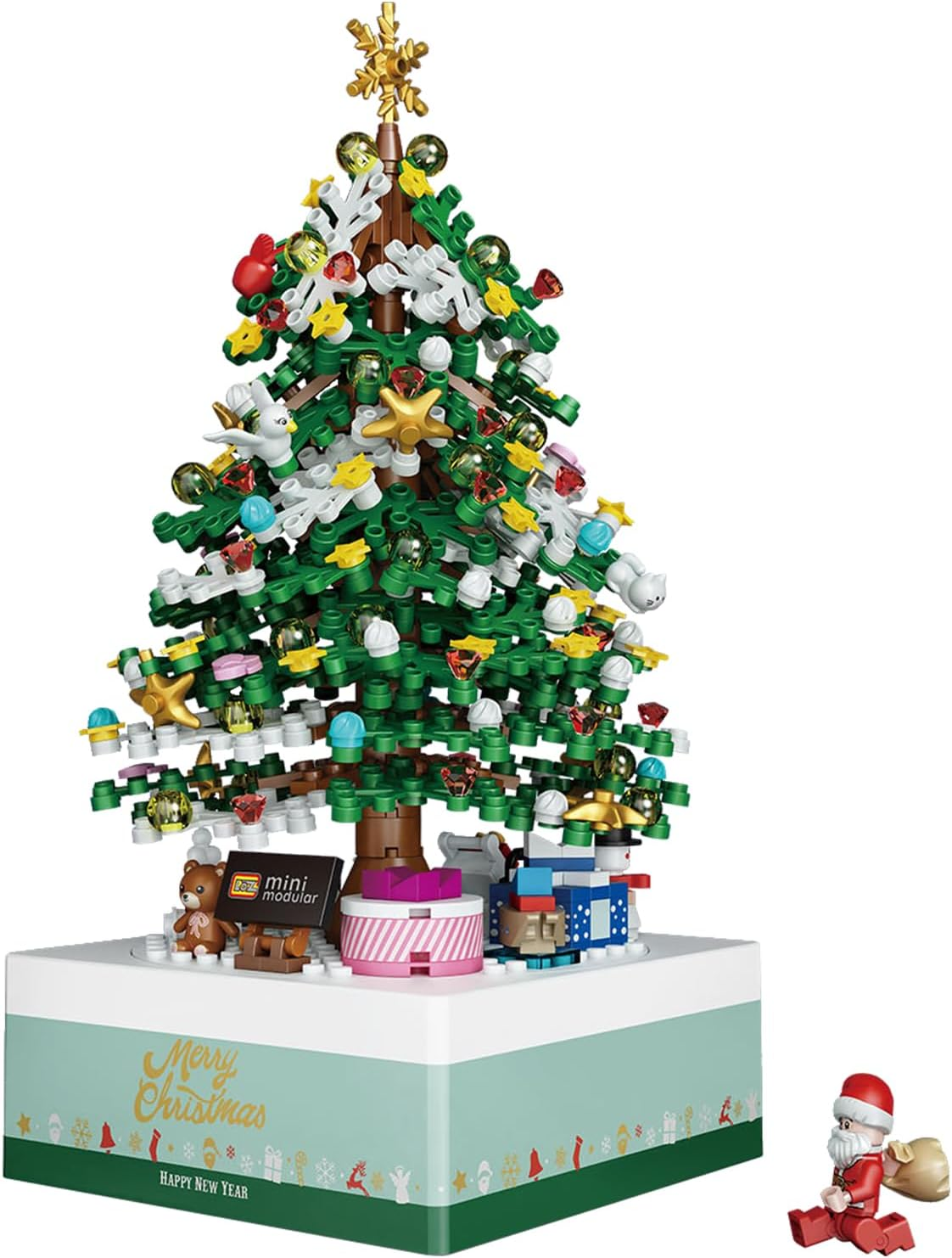 Christmas Tree Modular Building Kit &ndash; 506 Pcs Rotating Music-Box Display, Santa & Festive Ornaments &ndash; Creative Christmas Decoration & Gift, DIY Xmas Holiday Brick Kit image number 1