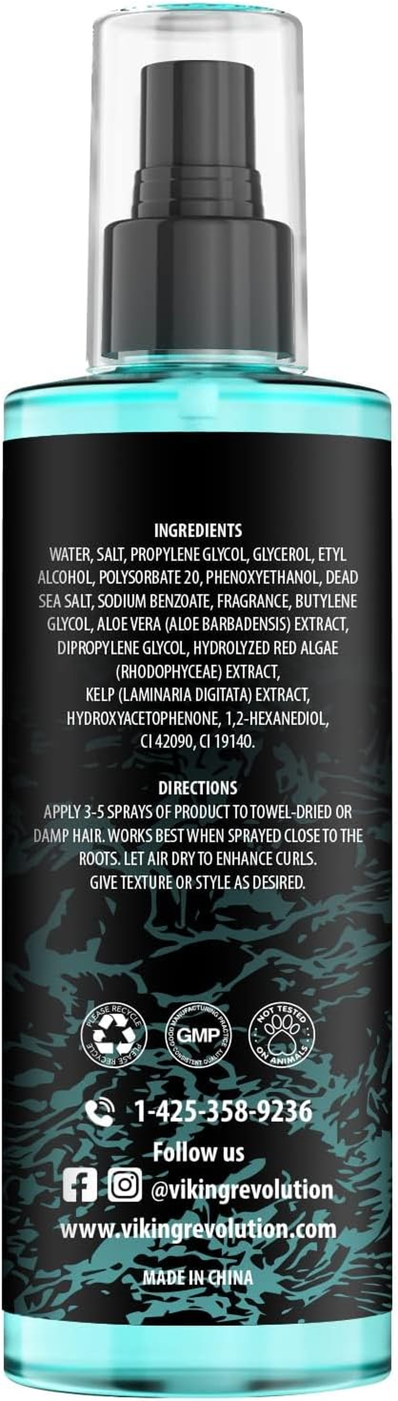 Viking Revolution - Sea Salt Spray Hair Men - 240Ml - Hair Texturizing Spray with Kelp, Aloe Vera & Red Algae Extract - Surf Spray to Add Volume & Texture - Beach Hair Spray - Gifts for Men image number 6