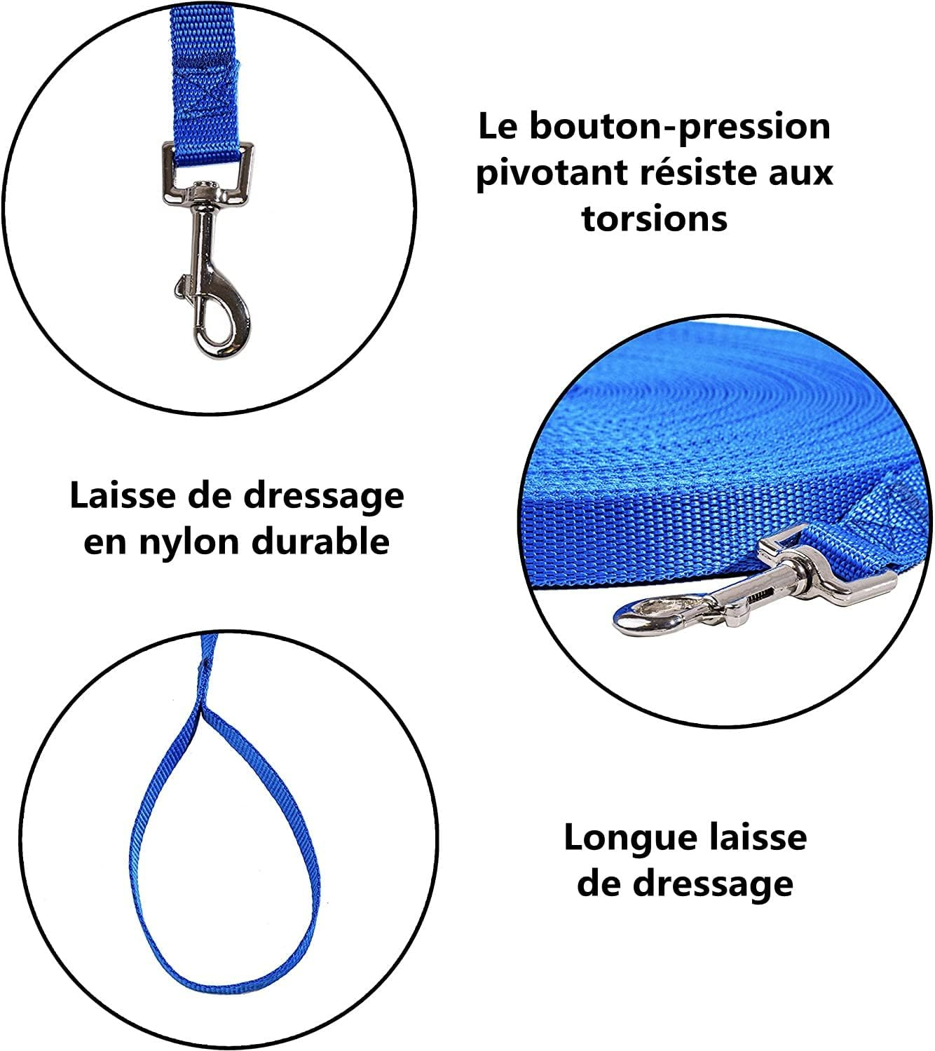 LATRAT Dog Leash 1.2~30M, Training Leash for Dogs, Long Leash for Small to Large Dogs (Blue, 5M*1.5Cm image number 4