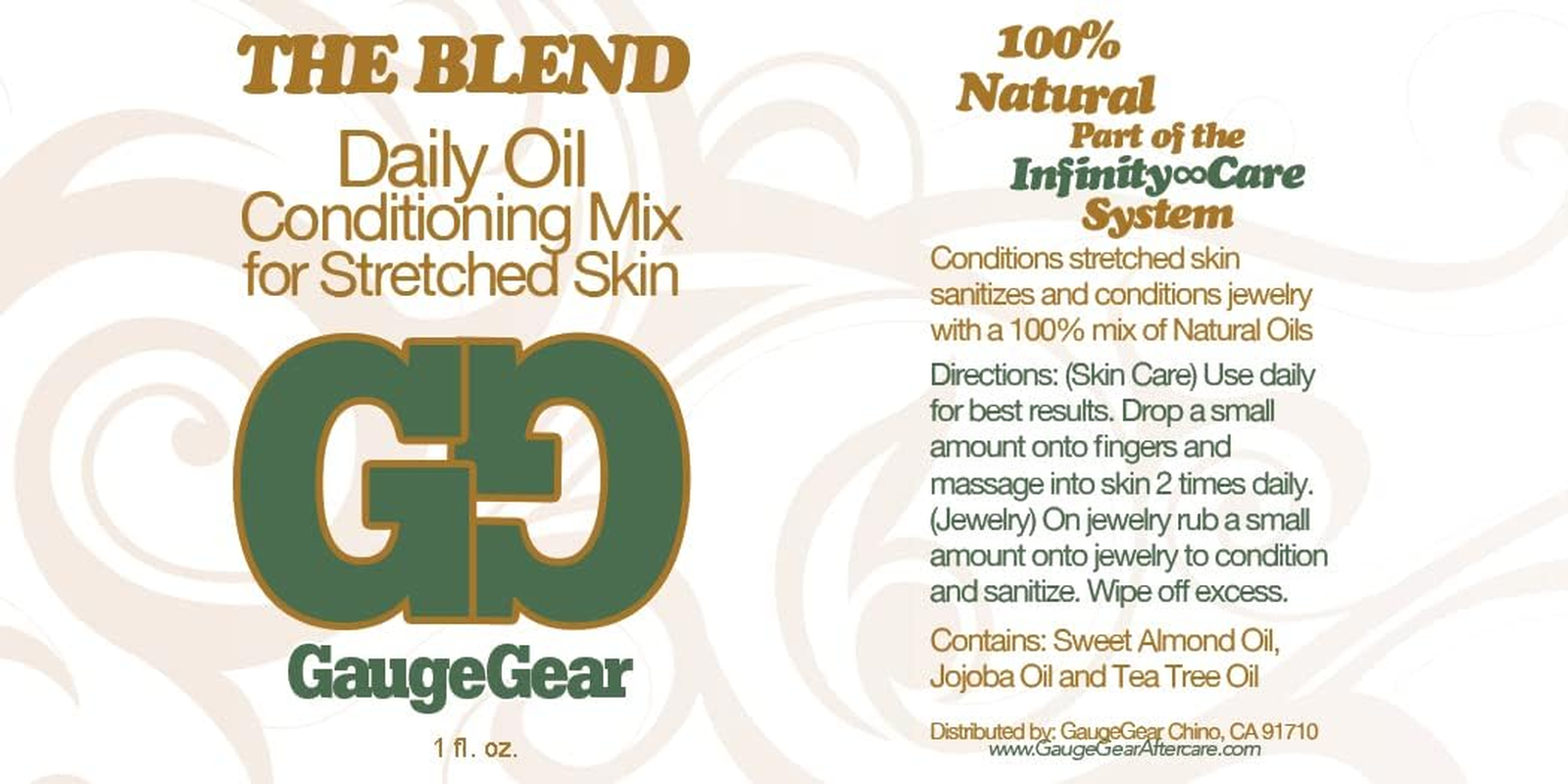 Gauge Gear the Blend - 1 Oz | Daily Oil Conditioning Mix | One Ounce 100% All Natural Therapeutic Grade Essential and Carrier Oils | Piercing Aftercare W/Jojoba | Used for Plugs, Tapers, Expanders, 1 Fl Oz (Pack of 1) image number 2