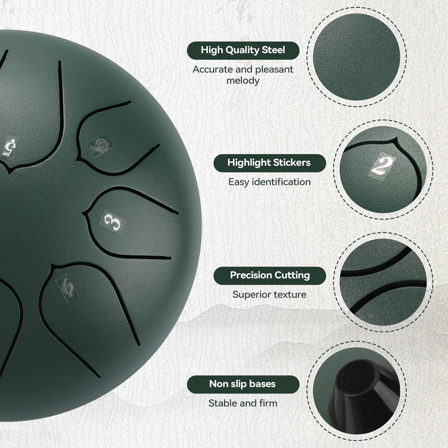 Rain Drum Tongue Drum for outside Garden 6 Inches 8 Notes Waterproof Steel Chakra Drum Musical Percussion Instrument Kit with Bag Mallets for Education Entertainment Meditation Yoga image number 5