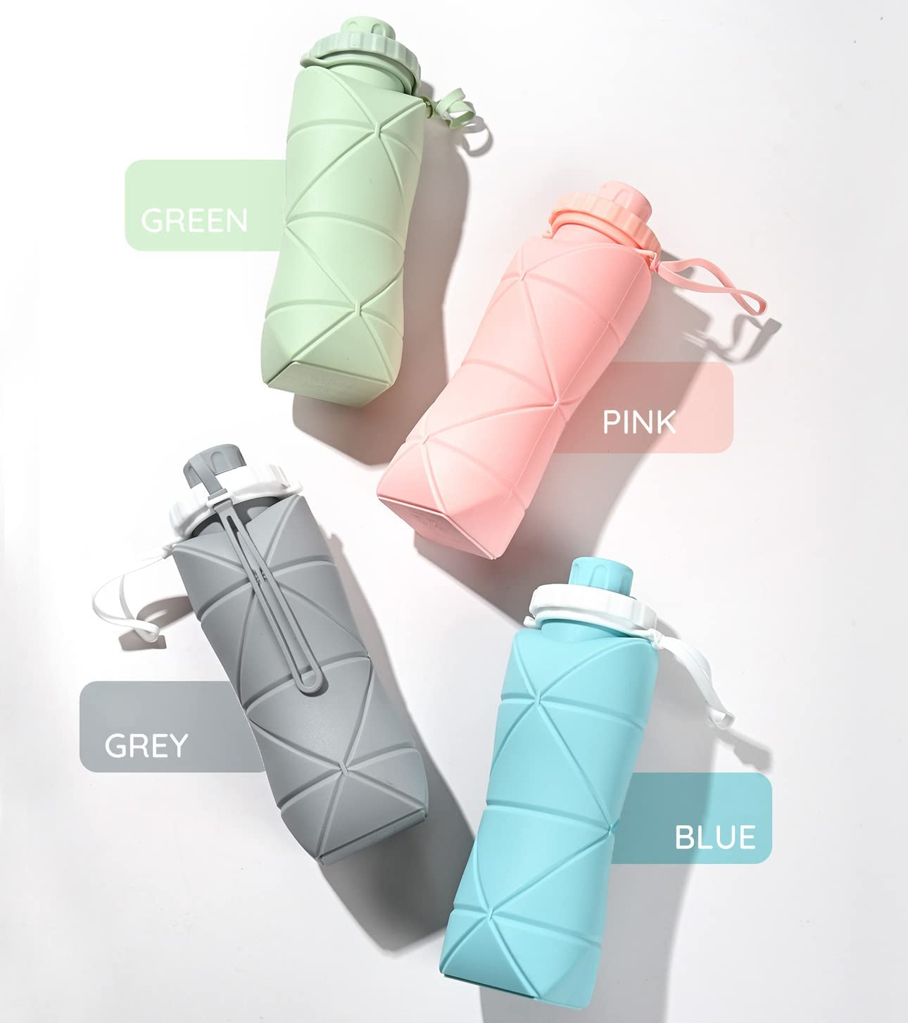 Tongke Collapsible Water Bottle Leakproof Valve Reusable BPA Free Silicone Foldable Water Bottle for Hiking Gym Camping Sports Travel 20Oz (Gray) image number 1
