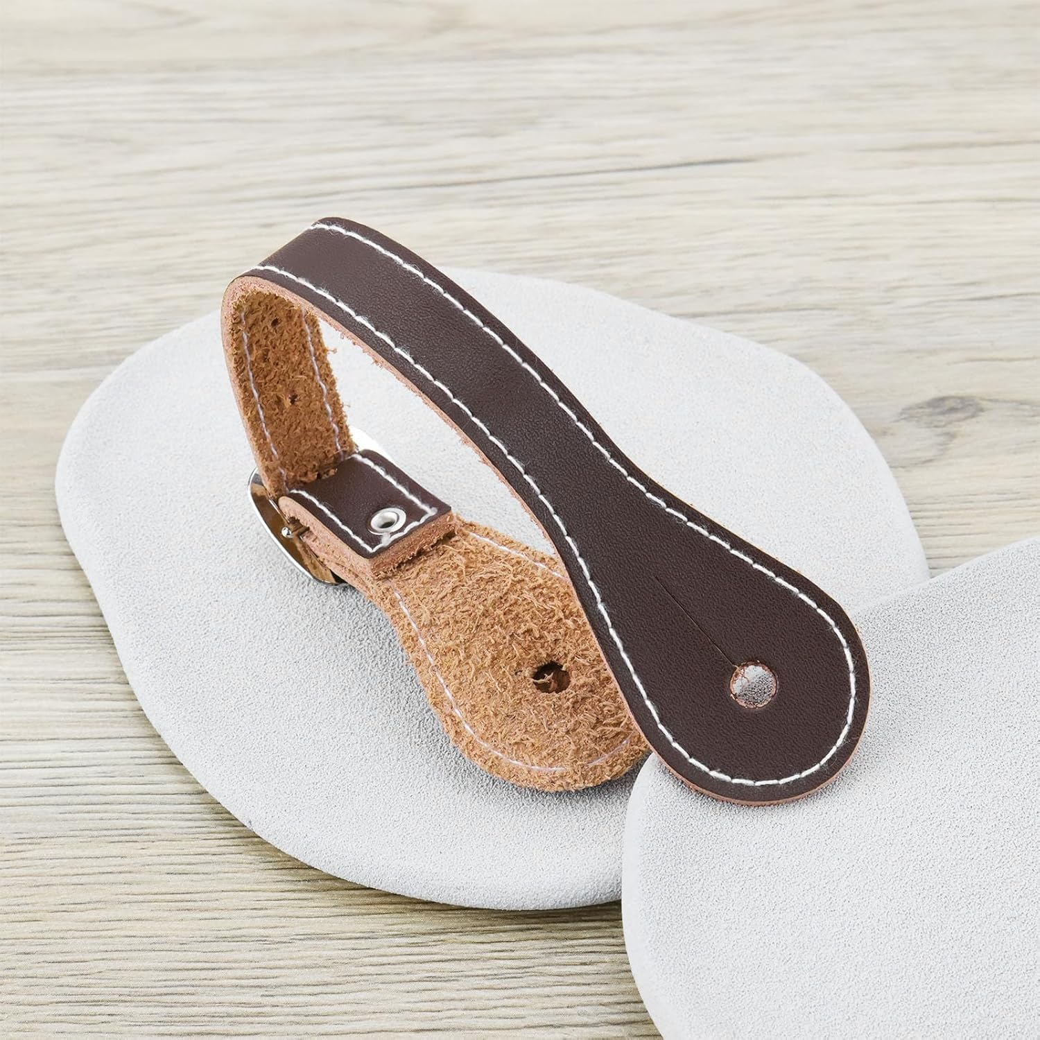 Ecsing 2Pcs Leather Spur Straps Adjustable Single Ply Cowhide Spur Straps for Horse Riders - Black image number 7