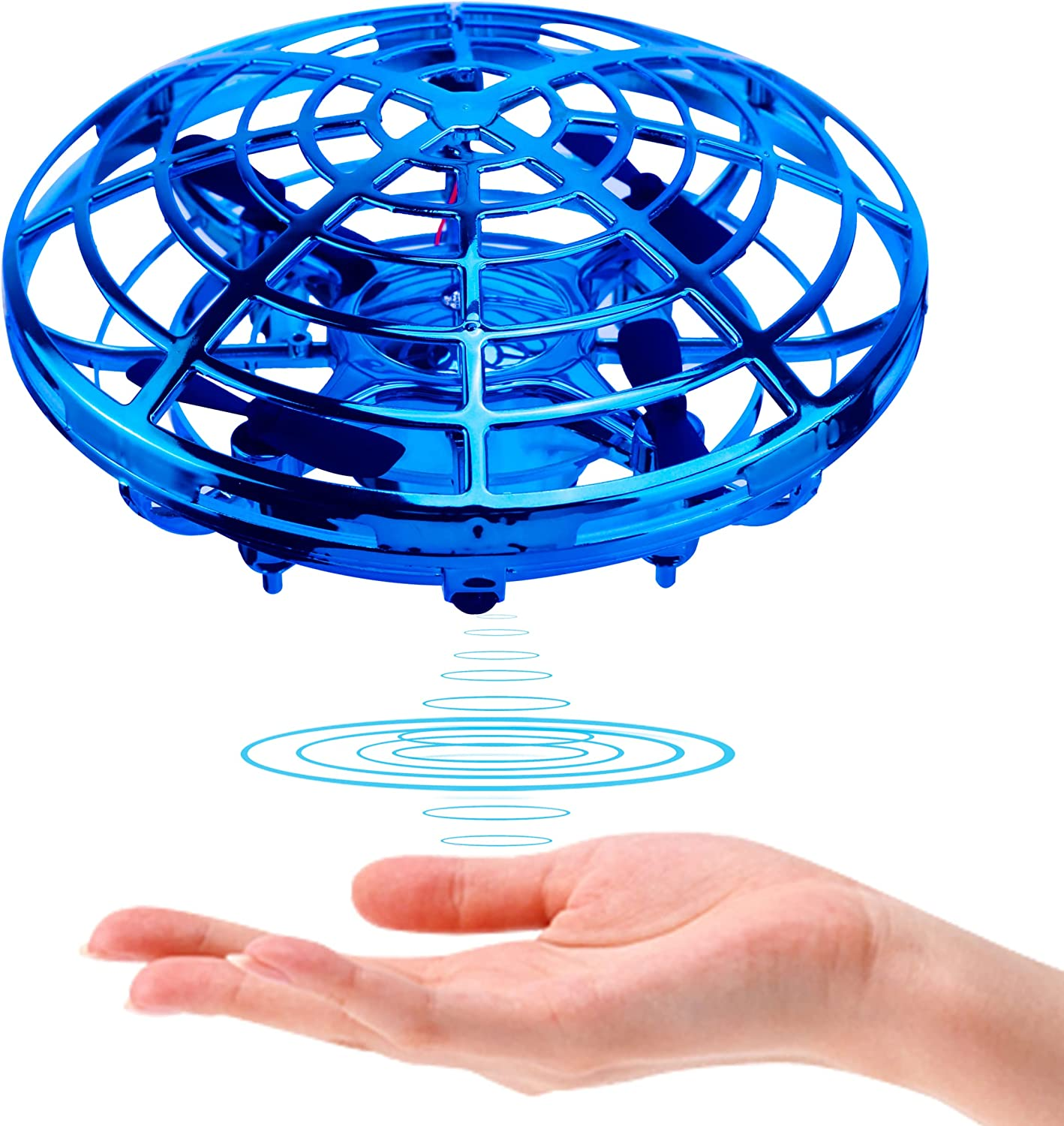 Bluefire Mini Drone for Kids Hand-Controlled Flying Ball Portable Pocket Quadcopter with 360&deg;Rotating and Shinning LED Lights UFO Toy Intelligence Sensor Aircraft Flying Toy for Boys(Blue)