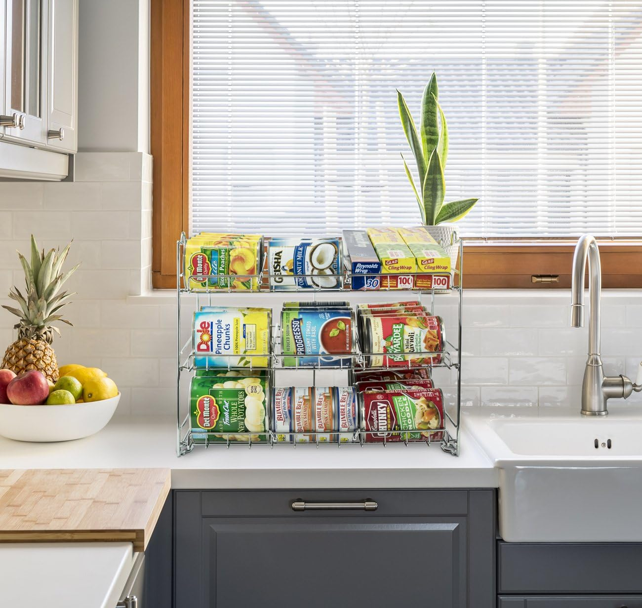 Sorbus Can Organizer Rack, 3-Tier Stackable Can Tracker & Pantry Cabinet Organizer Holds up to 36 Cans, Great Storage for Canned Foods, Drinks, and More in Kitchen, Cupboard, Pantry image number 2