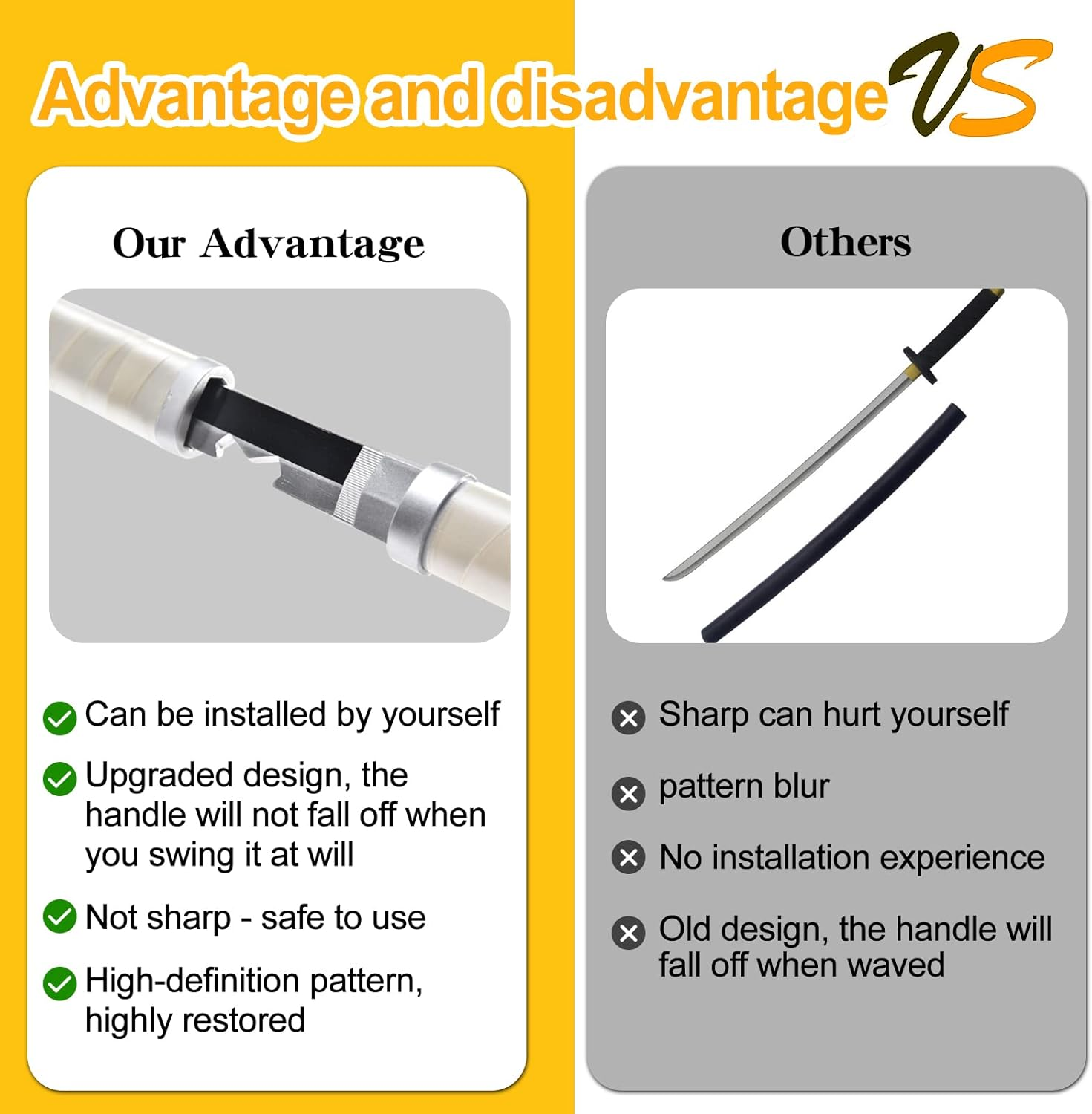 Bamboo Demon Slayer Anime Sword 41Inch , Rengoku Sword /Tanjiro Sword /Zenitsu Sword /Anime Original Texture ,Display Stand with Sword,For Demon Slayer Cosplay and Collection,Various Styles Available image number 1