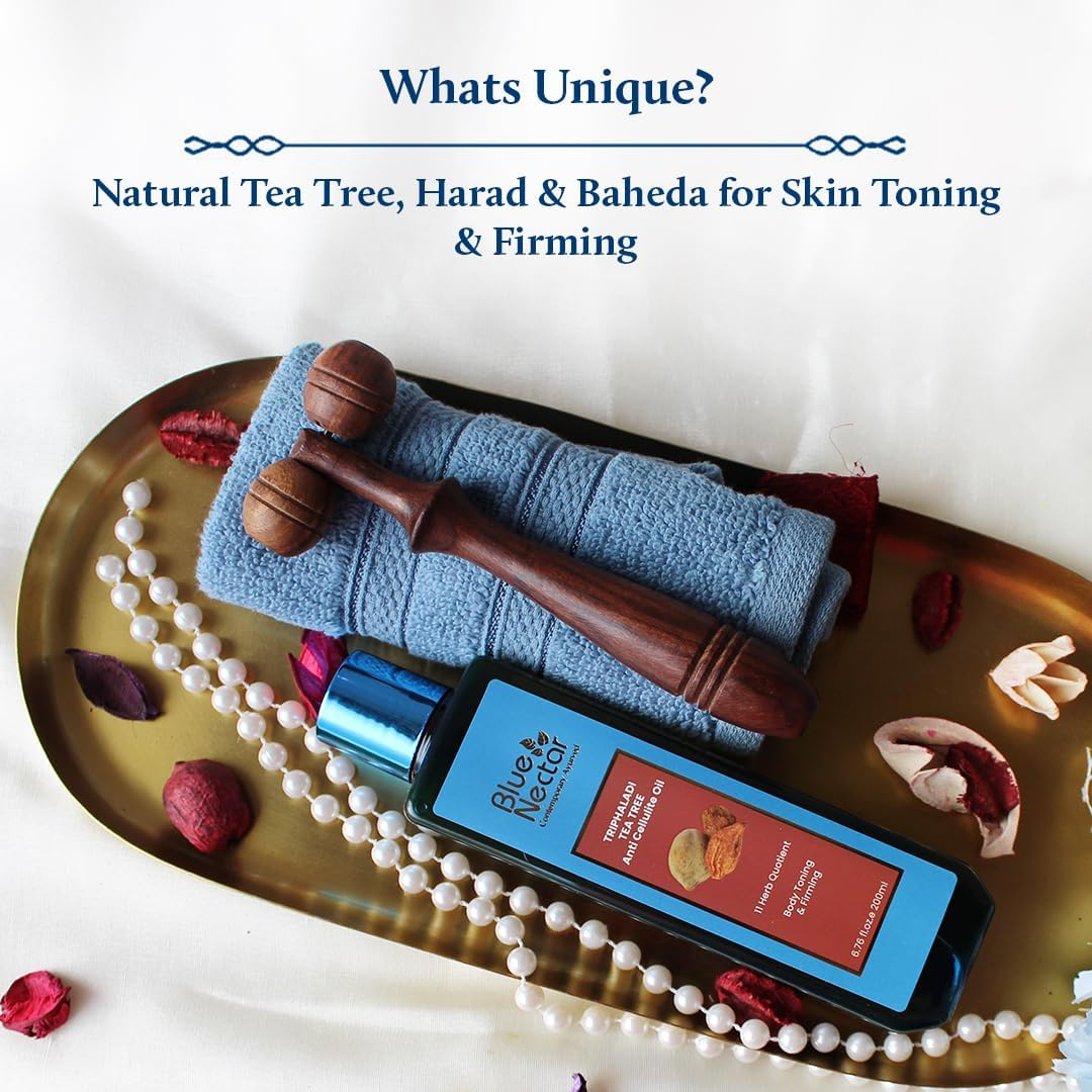 Blue Nectar anti Cellulite Body Massage Oil with Triphala & Tea Tree Essential Oil | Suitable for Women & Men for Skin Hydration (11 Herbs,100Ml) image number 1