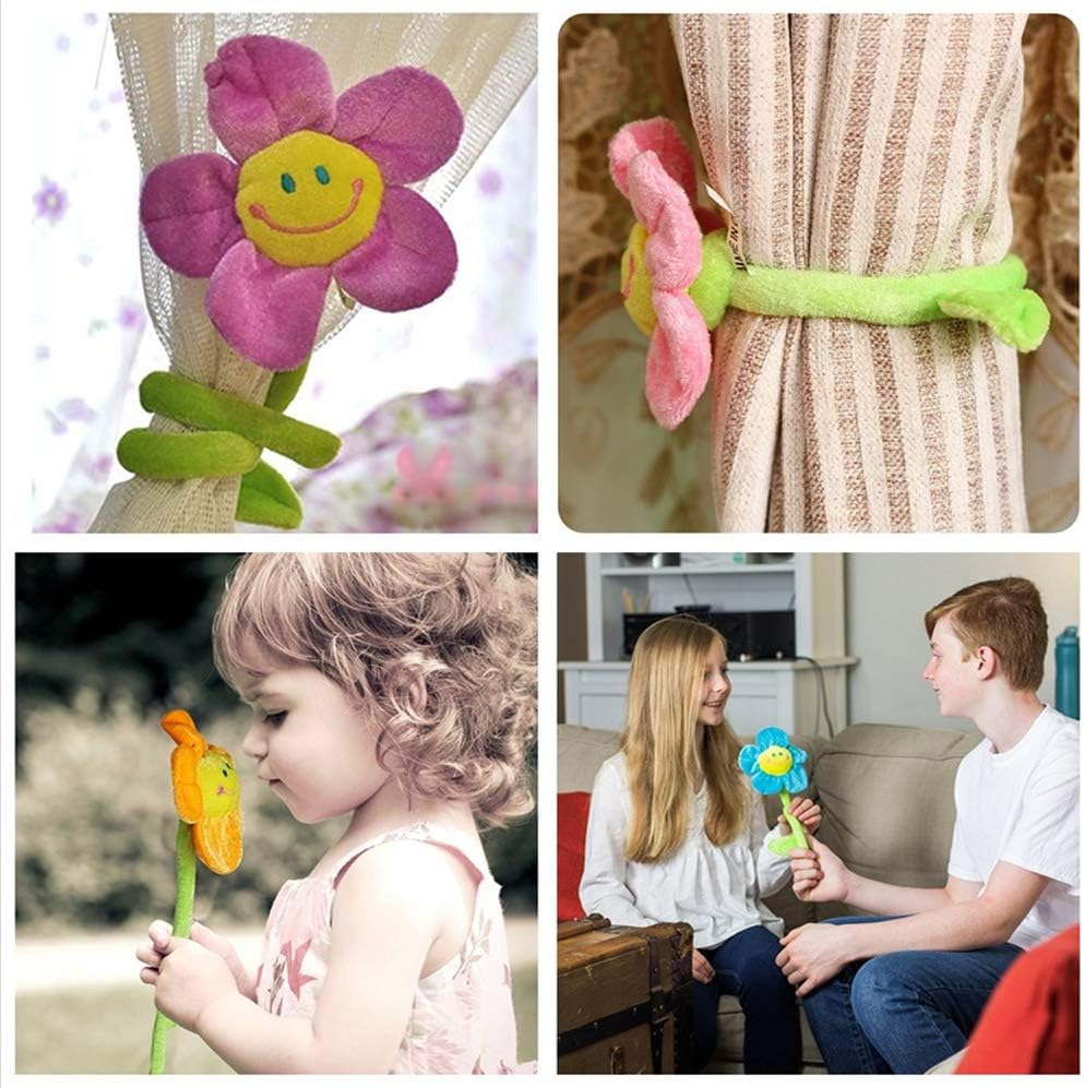16Pcs Artificial Plush Sunflower Daisy Flower Toy Bendable Curtain Buckle Tiebacks Birthday Wedding Party Gift Decor Fairy Wands Stick Performance Props Novelty School Prize Gifts image number 5
