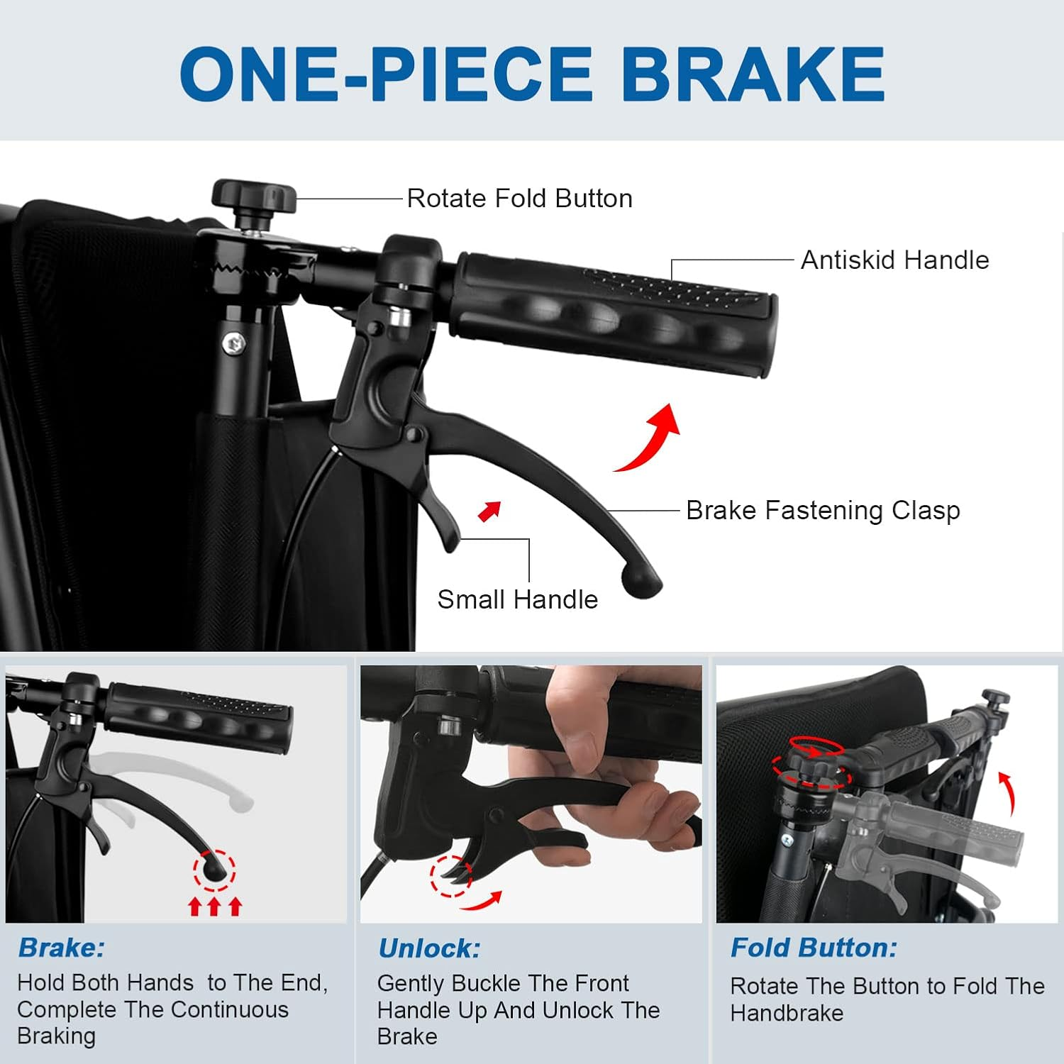 Ultra Light Transport Wheelchairs for Adults Weight 12KG, Lightweight Folding Wheelchairs for Seniors Support 220Lbs, Compact Travel Wheelchair Portable image number 4