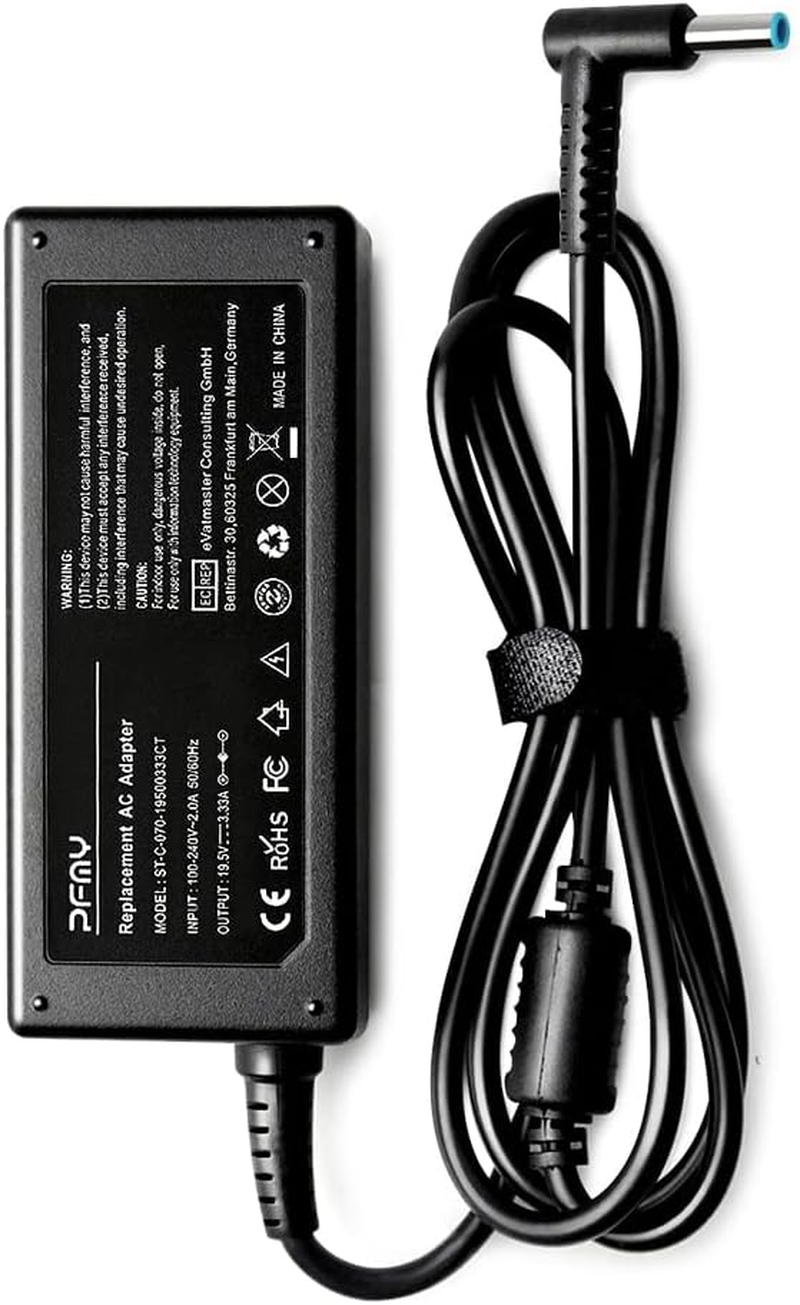 HP Laptop Charger AC Adapter Power Cord 19.5V 3.33A for Pavilion 14 15, 250 255 G2 G3 G4 G5 G6, Spectre X360 13 15, Stream 11 13 14 Series Notebook, Blue Tip 4.5Mmx3.0Mm with Center Pin image number 1