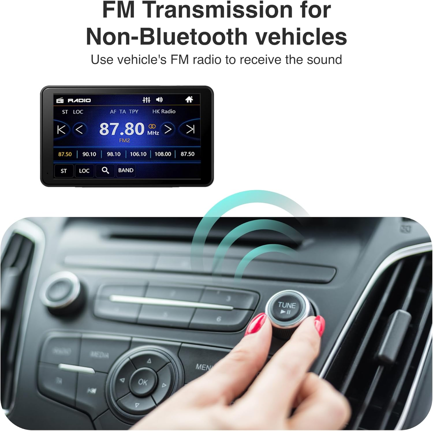 Laser 7-Inch Portable Wireless Carplay/Android Auto Touchscreen, Real-Time Navigation, Voice Control, Bluetooth and Wi-Fi, IPS Display - Supports Bluetooth Transmitter and Apple Carplay Integration image number 1