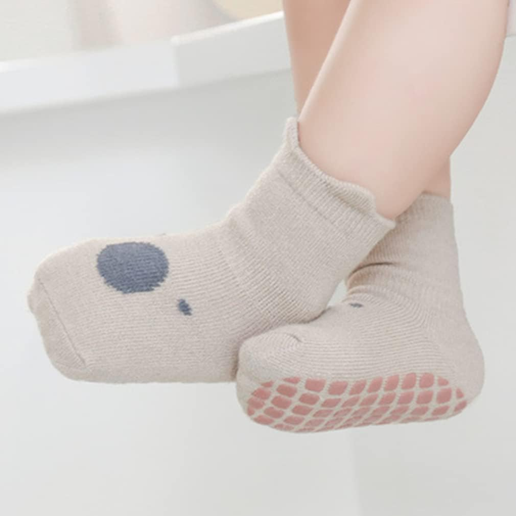 Baby Non Slip Socks Toddler Non-Skid Ankle Socks with Grips Anti-Slip Crew Cotton Socks for Infants Toddlers Girls Boys image number 5