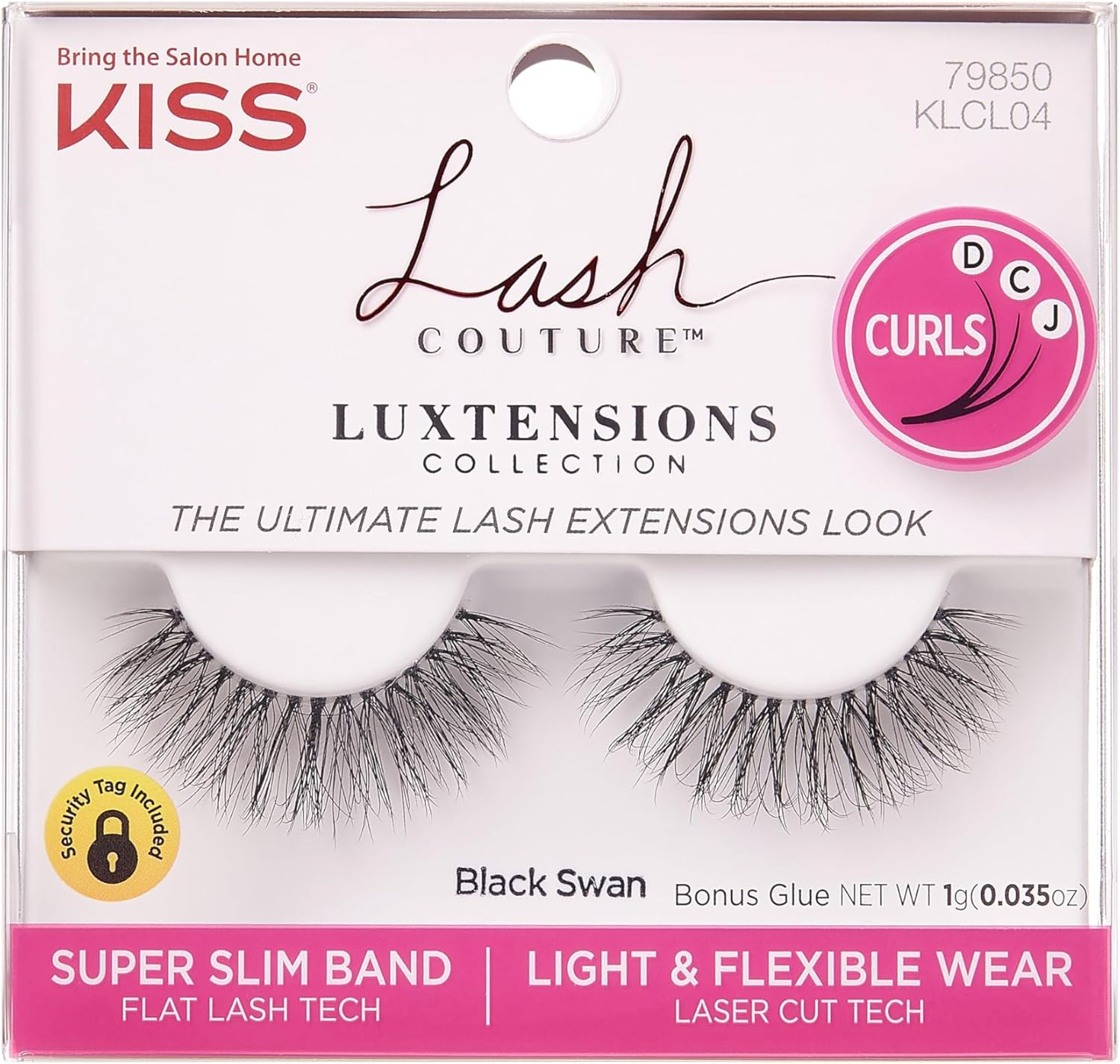 KISS Lash Couture Luxtensions Collection False Eyelashes, Flat Lash Technology, Super Slim Lash Band, Real Lash Extension Fibers, Reusable, Contact Lens Friendly Strip Lashes, Style Black Swan, 1 Pair image number 5