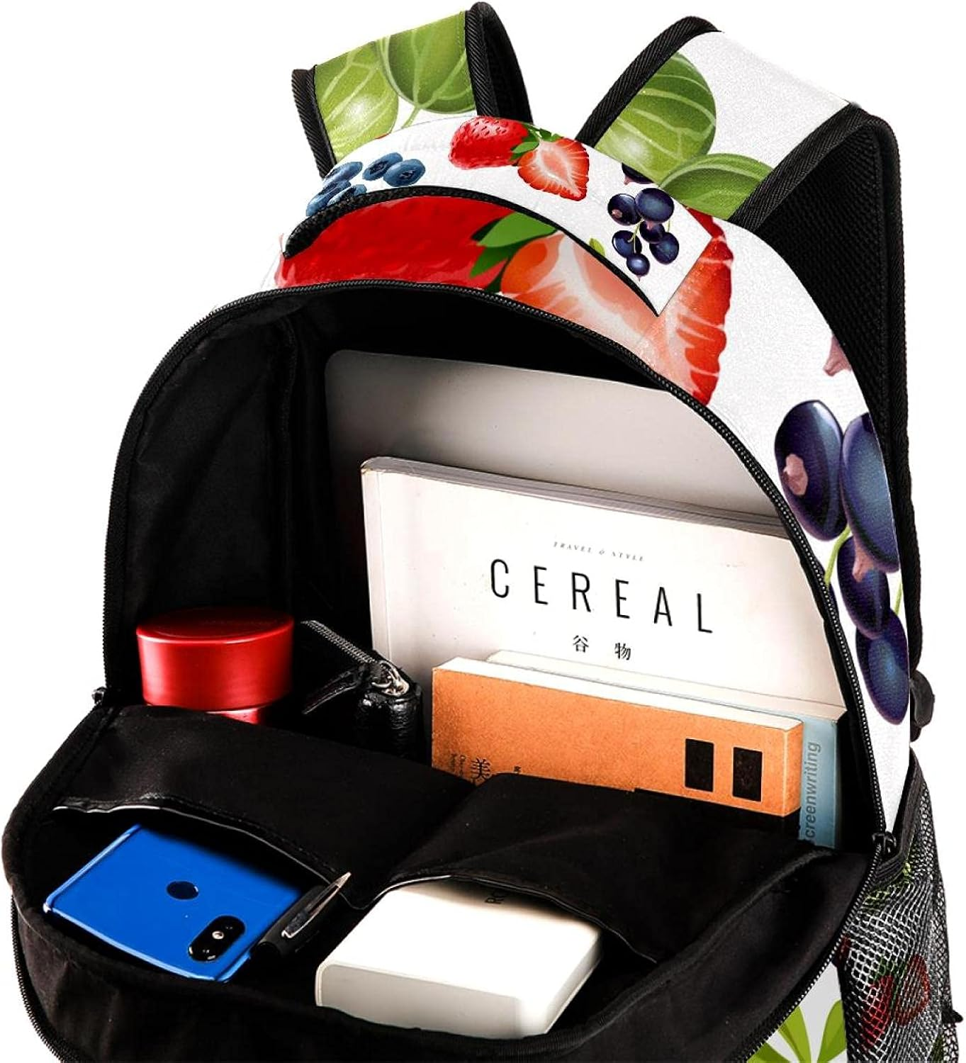 Icons Juicy Ripe Berries Backpack Students Shoulder Bags Travel Bag College School Tote Backpacks image number 3