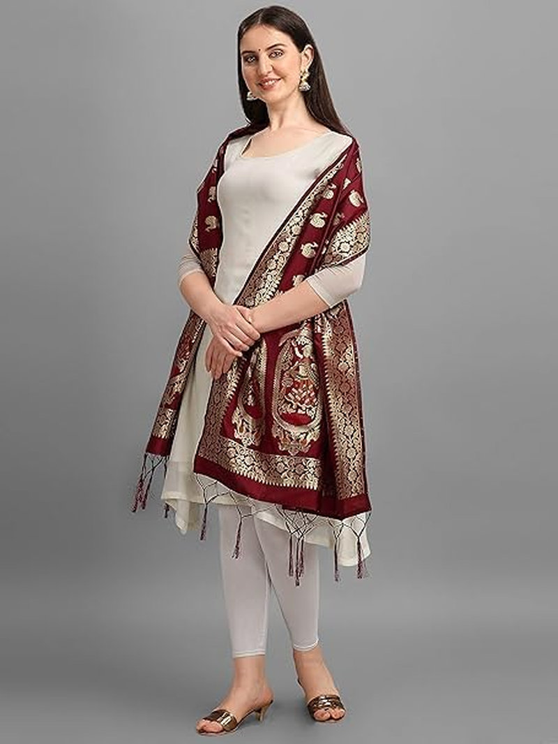 Women'S Woven Banarasi Silk Zari Dupatta/Chunni, Width 1 Meter, Length 2.5 Meter image number 5