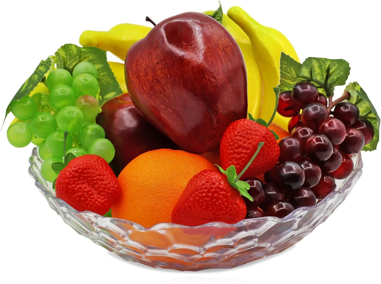 11 Pcs Fake Fruit Artificial Plastic Foam Fruits Faux Simulation Fake Apples Bananas Oranges Strawberries Grapes for Home Kitchen Holiday Party Photography Props Lifelike Decorate image number 6