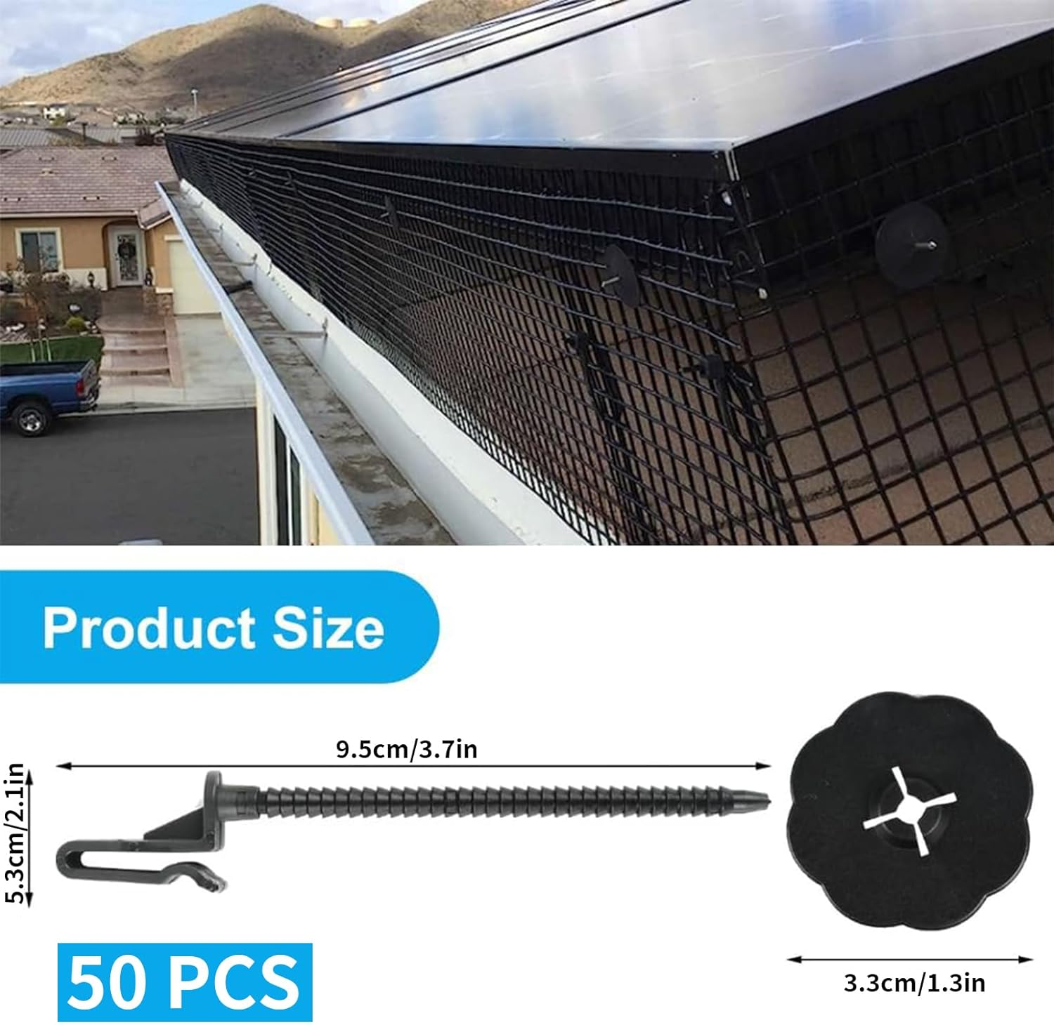 50 Sets Solar Panel Mesh Clips, Fence Panel Fastener Kit for Bird & Critter Guard, Nylon Roof Clips to Stop Pigeon Bird Access, Animal Guard Wire Mesh Fixing Kit for Outdoor Use image number 4