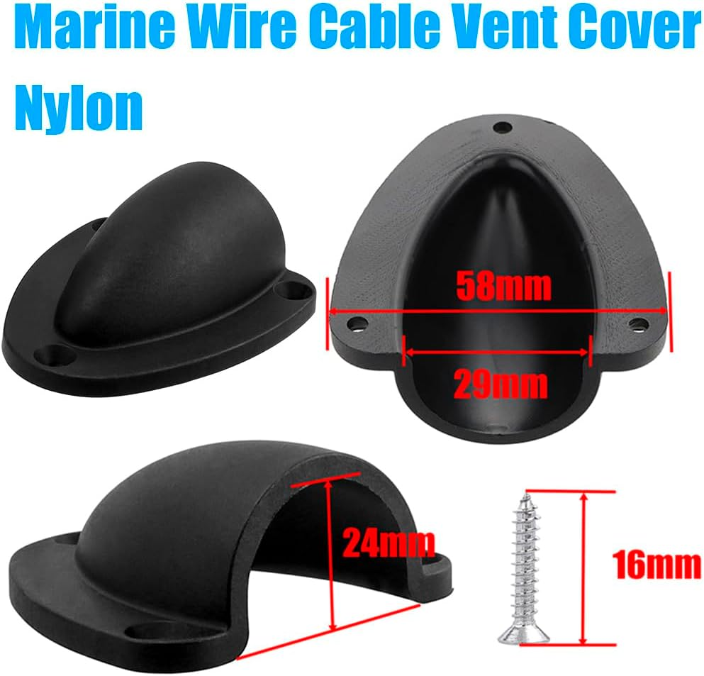 Yakamoz 6Pcs Marine Wire Cable Vent Cover, Nylon Wire Cable Hole Clamshell Vent with Mounting Screws for Marine Boat image number 2