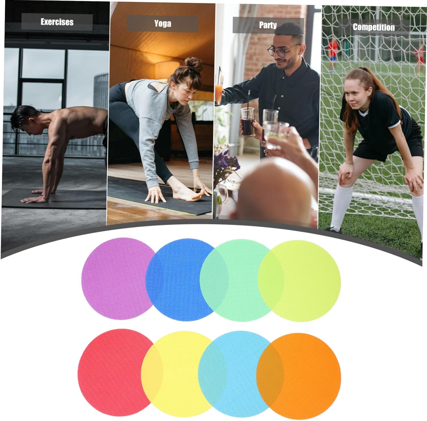 STOBOK 36Pcs Gym Floor Poly Dots Spot on Floor Markers Kindergarten Carpet Spots Line up Dots Football Training Disc Carpet Spots for Classroom Carpet Markers Toddler Label Nylon Round image number 2