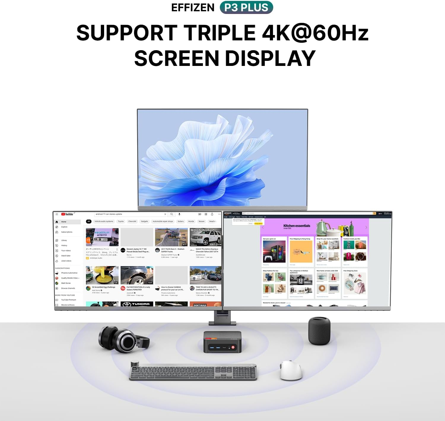 Mini PC BOSGAME P3Plus AMD Ryzen 7 7840HS (Up to 5.1Ghz, 8C/16T) Mini Computers DDR5 32GB RAM 1TB M.2 Pcie4.0 Nvme SSD, PC Windows 11 Pro | Dual RJ45 LAN | HDMI & DP & USB-C | 4K 60Hz | Wifi 6E image number 6