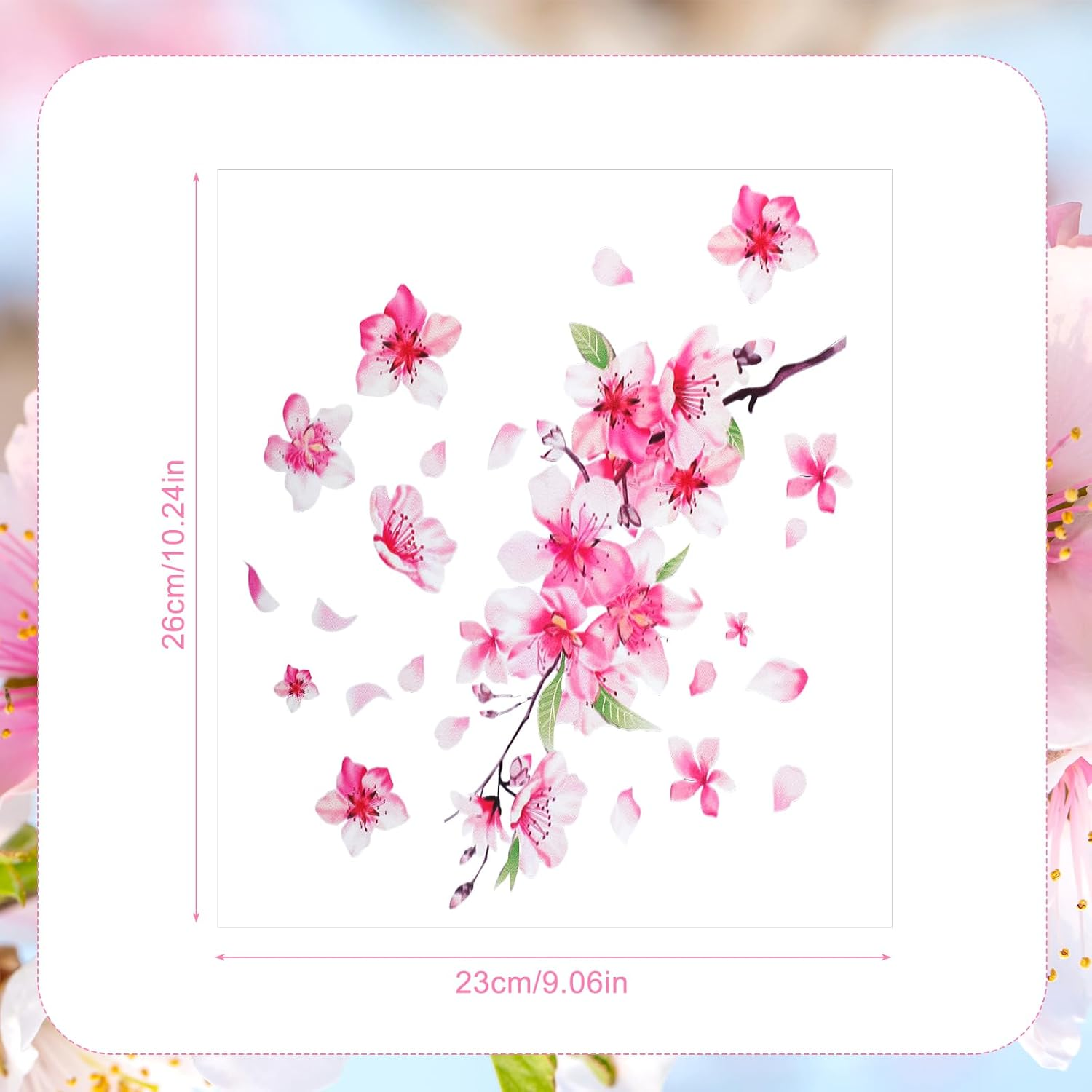 Cherry Blossom Car Sticker, Flower Car Bumper Decals Waterproof Car Scratch Cover Sticker Pink Car Decorations for Automotive Car Window Decor