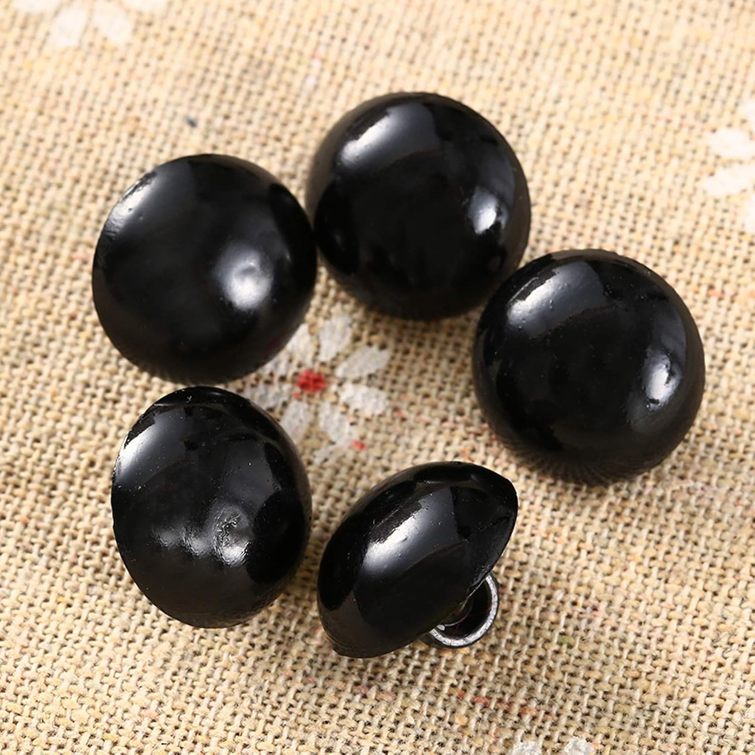 Dophee 100Pcs DIY Black Plastic Safety Eyes, 15Mm Sewing Crafting Eyes Buttons, Type Mushroom Domed round Buttons for Bear Doll Crochet Puppet Plush Stuffed Animals Making image number 2