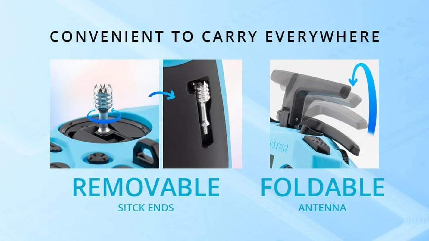 Opus Pocket Crush ELRS Portable Remote Controller Hall Gimbal Edgetx Built in LED Light Mode 2 (Blue) - Blue image number 6