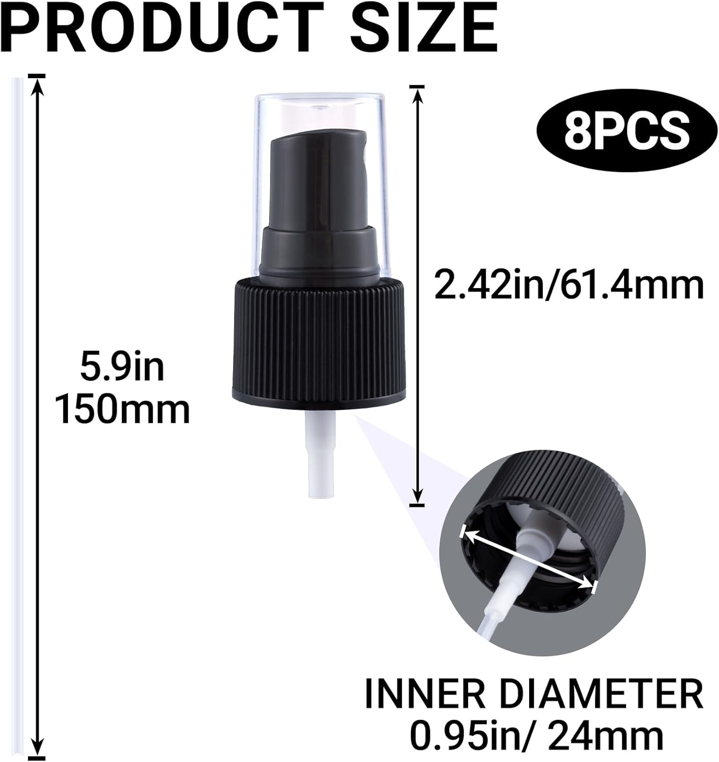 8Pcs Fine Mist Sprayer Caps, Plastic Spray Bottle Nozzle, Nozzle Tops Replacement for Cleaning Solutions- Black image number 4