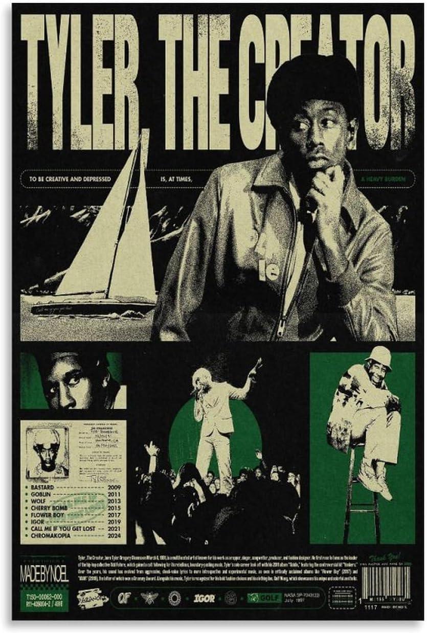 Tyler Poster the Creator Wolf Album Poster Canvas Painting Wall Art Picture Home Decor Print for Bedroom Living Room Dorm Study Bar Office 12X18Inch(30X45Cm)
