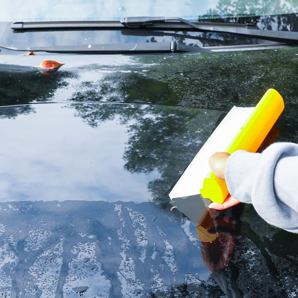 12-Inch Silicone Car Squeegee - Automotive Water Wiper for Drying, Flexible T-Bar Water Blade for Windshield, Glass, Window, Mirror, Bathroom