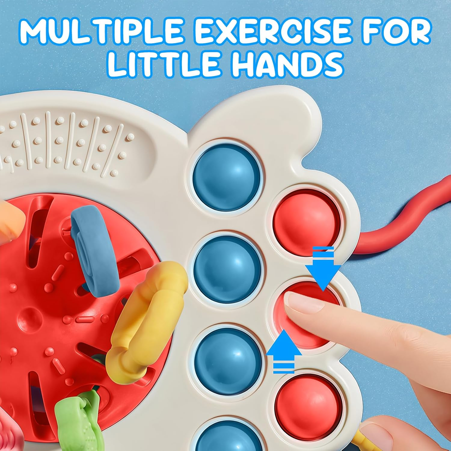 Montessori Sensory Teething Toy for Babies & Toddlers，Fun Press & Grasp Activity with Bpa-Free Silicone for 1 Year Old, High Chair Play, Early Education (Red) image number 5