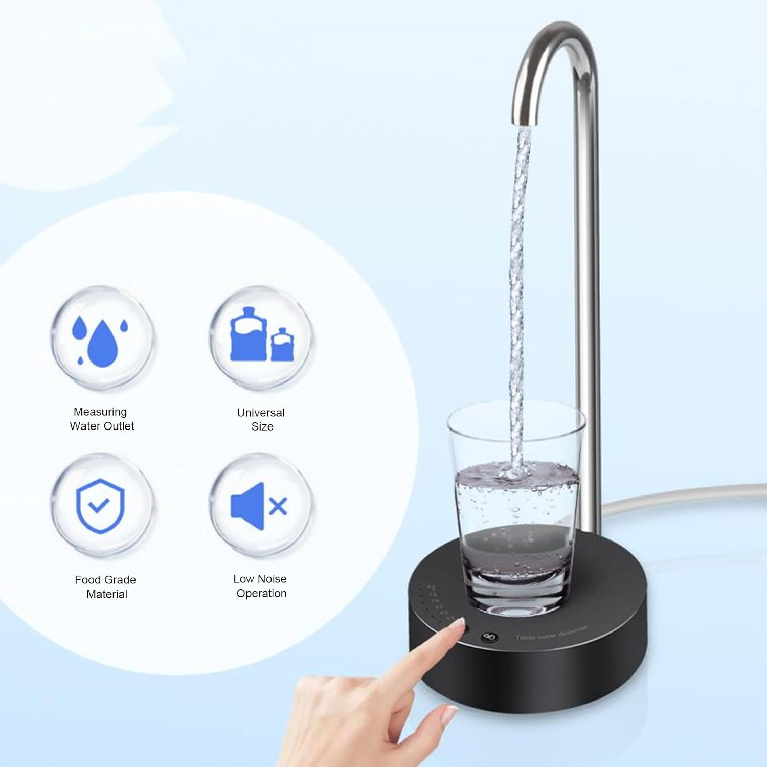 Desktop Water Dispenser, Automatic Drinking Electric Mineral Water Bottle Pump for Home and Office, Water Bottle Dispenser, Electric Water Dispenser (Black)