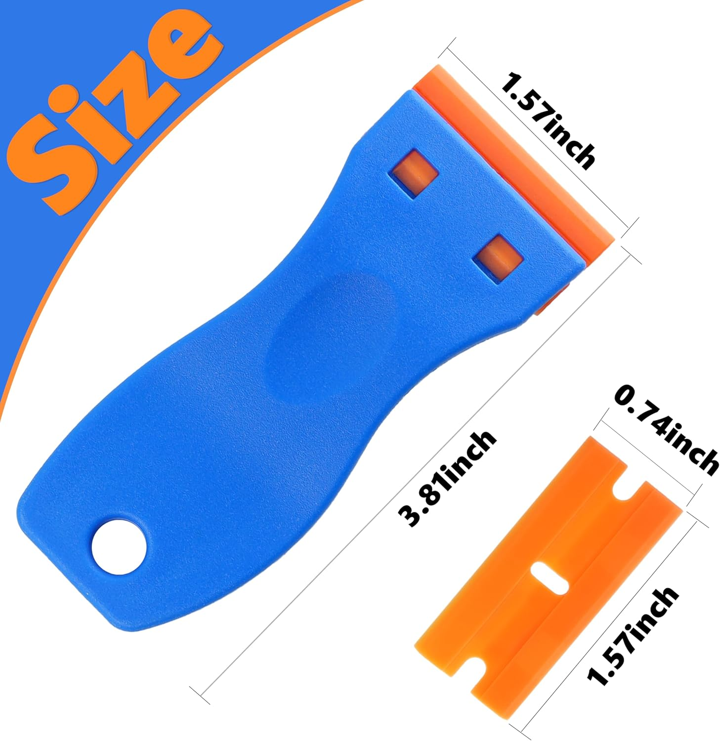 2-Pack Plastic Razor Scraper Tool with 8 Double-Edged Blades - Scratch-Free Sticker Remover for Car Windscreen, Glass, Kitchen, Rego Labels - Safe Adhesive Decal & Glue Removal Gadget image number 5