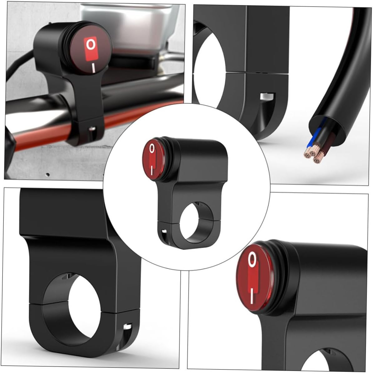 BUGUUYO Motorcycle Handlebar Switch 3-Wire on off Button with Light 22Mm Driving Lamp Toggle for Small Motorbike Fog Light Electrical Parts image number 3