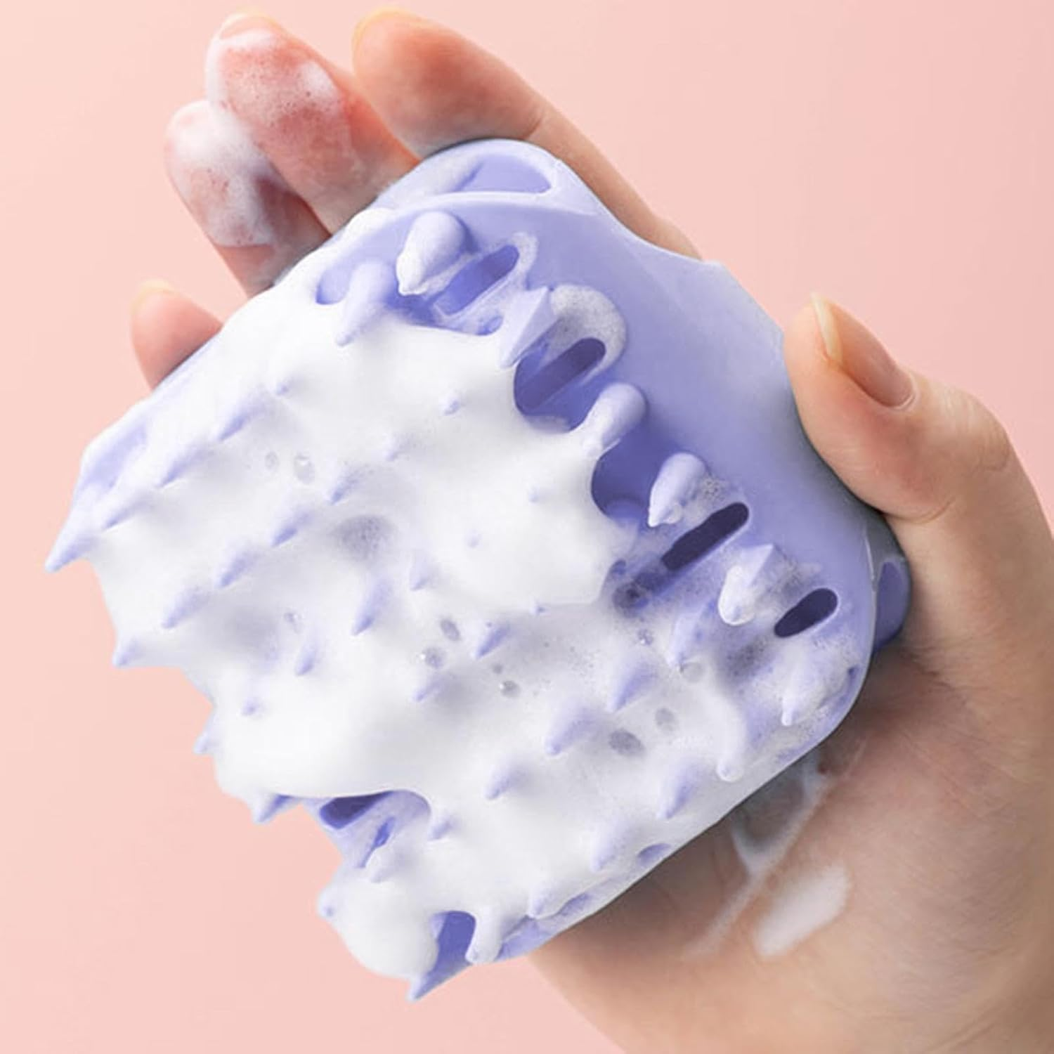 TENOL Scalp Massage Shampoo Brush, Scrubber for Washing Hair, for Men Women Comfortable Scalp Massage Comb, Soft Silicone Bristles, Violet image number 6