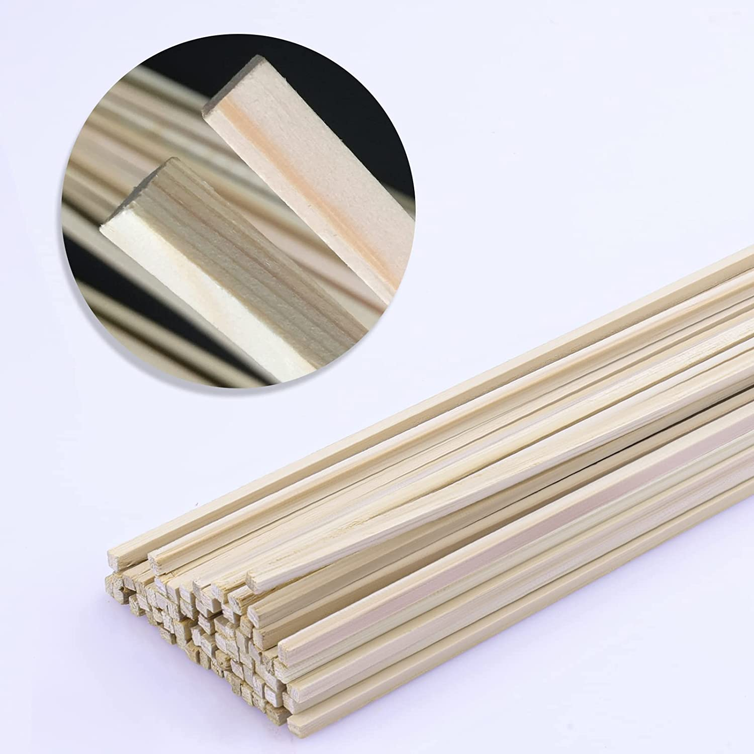 SAVITA Wood Sticks for Crafting, 60Pcs 300 X 3 X 3Mm/12 X 1/8 X 1/8 Inch Dowel Rods Square Unfinished Wood Strips for Crafts and DIY Projects image number 2