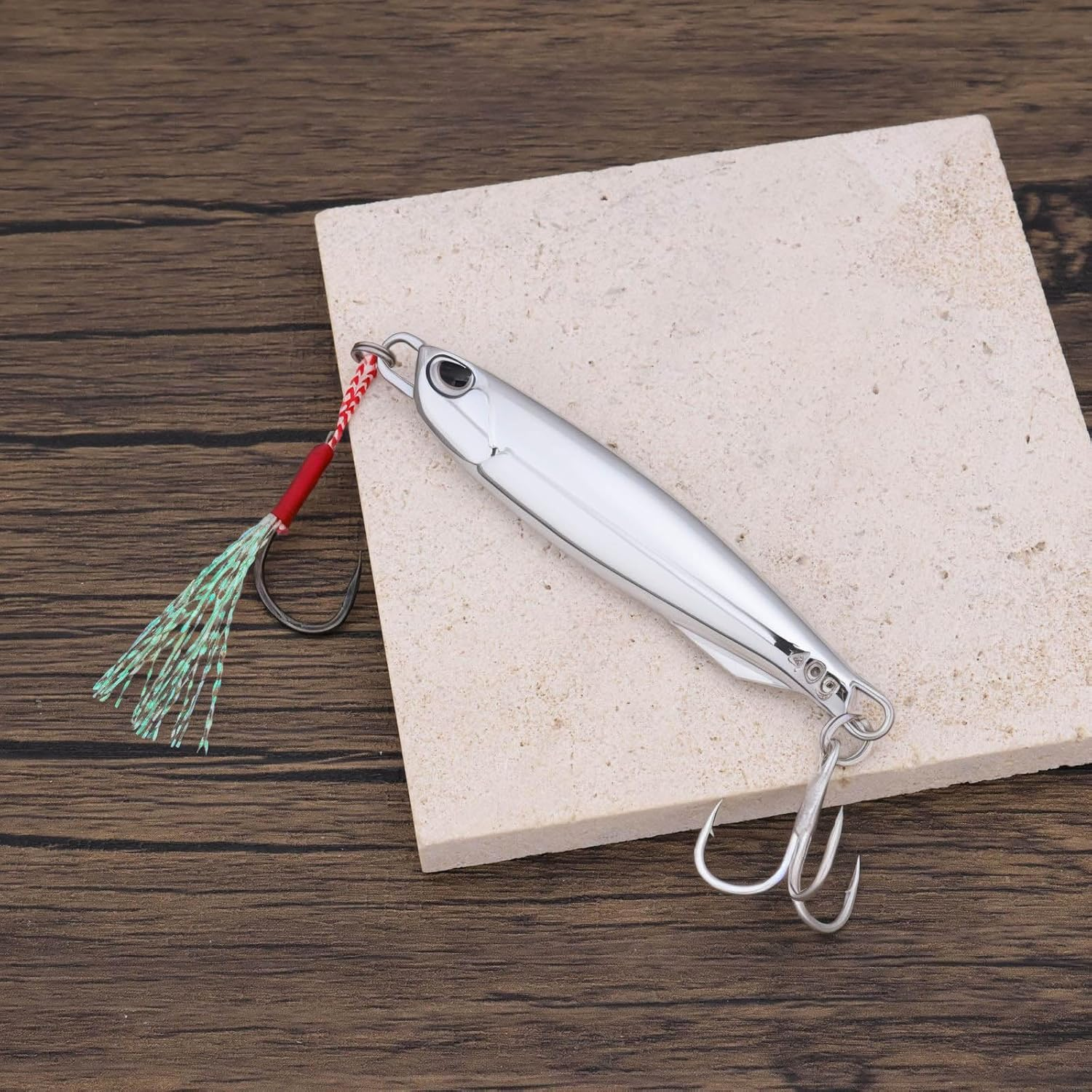 YINETTECH 2Pcs 40G Fishing Lure Metal Casting Jig with Trebles Hooks Metal Fishing Lure for Mackerel Cod Bass Sea Freshwater Fishing Chrome image number 3