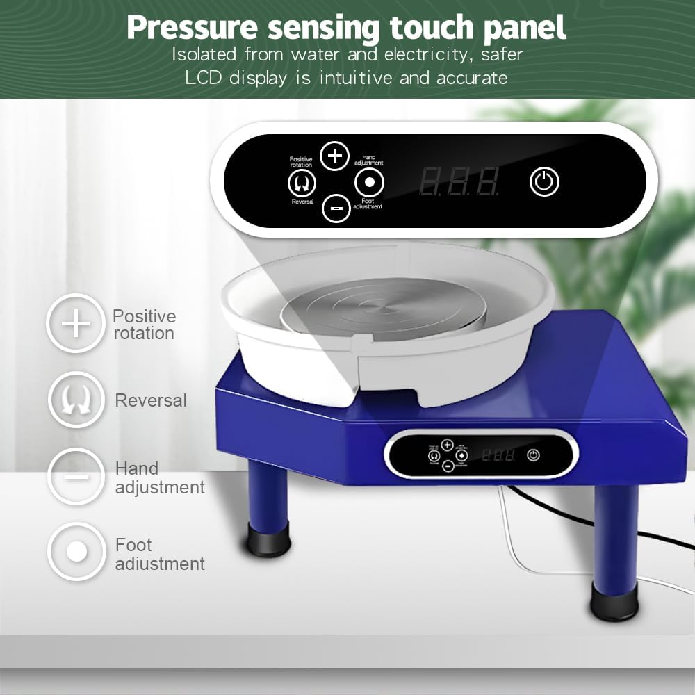 Alston 9.8Inch Electric Pottery Wheel Machine 1200W Adjustable Speed Pottery Wheel, Foot Pedal Control Ceramic Pottery Forming Wheel, Ceramic Crafts DIY Clay Tool with Detachable Basin, AU Plug image number 2