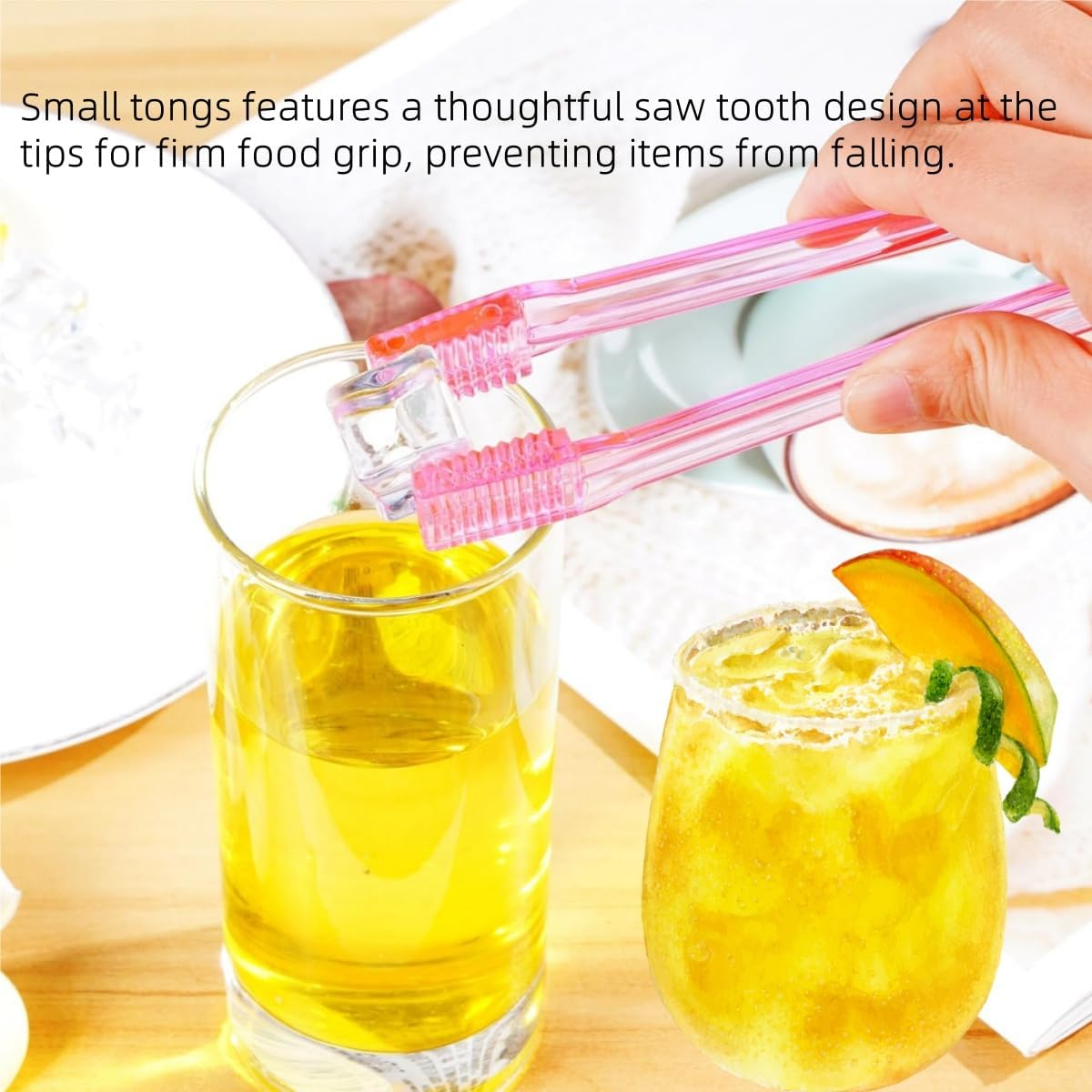 Gewaha 10 Pcs Plastic Serving Tongs for Buffet, Mini Reusable Tongs for Serving Food, Small Catering Tong for Appetizers Ice Barbecue Cookies Sandwich Brunch Party Decorations,Pink image number 5