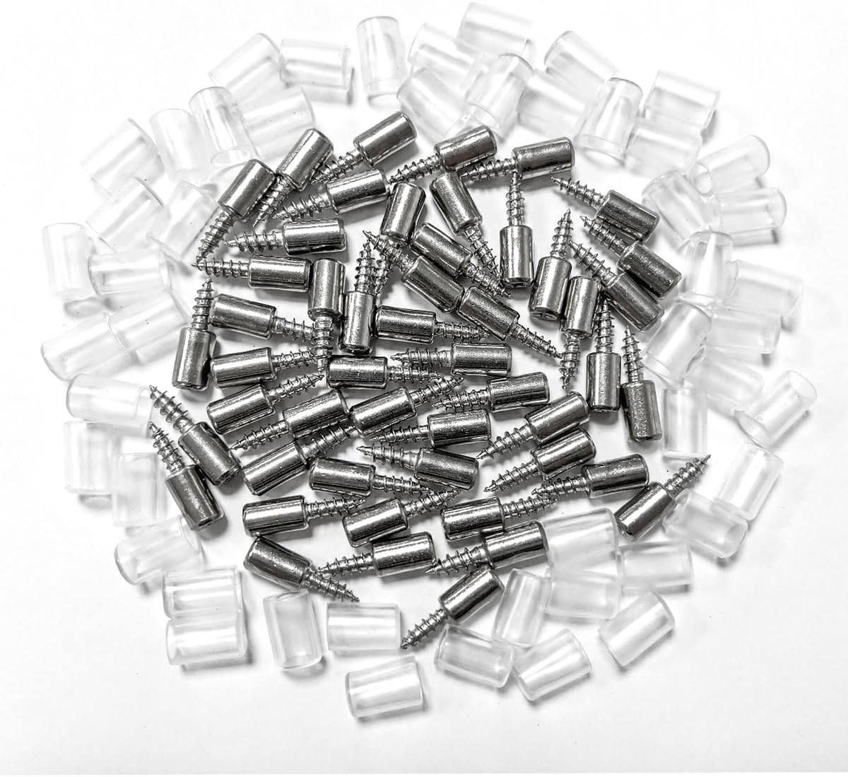 NILLOS Self Tapping Cabinet Shelf Screws, 40 PCS Cabinet Laminate Support Shelf Bracket with Transparent Covers for Hanging, Furniture, Shelf Cabinet Support and Mounting (25X7.5 Mm) image number 2