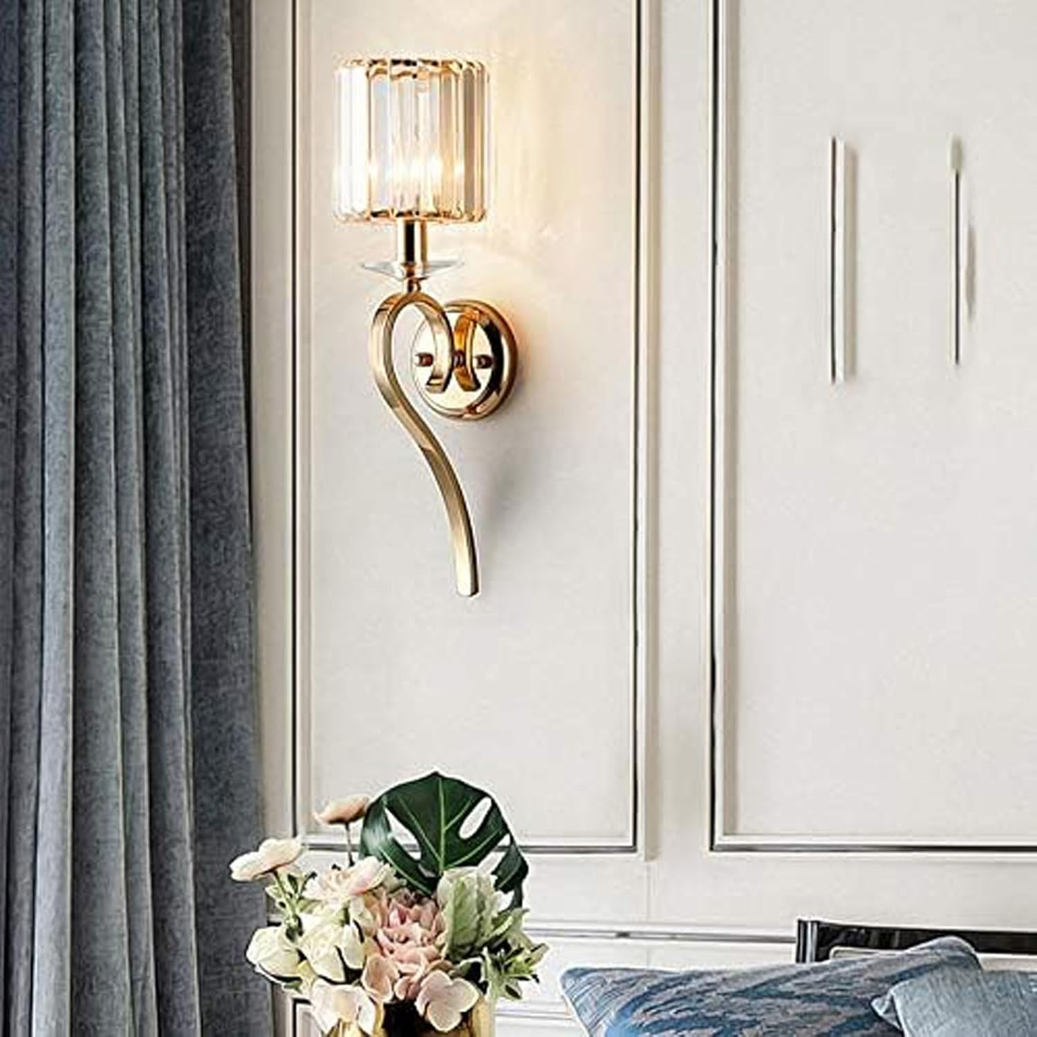 Crystal Wall Lamp Wrought Iron Lamp Body Crystal Lampshade Villa Hotel Study Hall Corridor Aisle Living Room Interior Lighting Wall Lighting