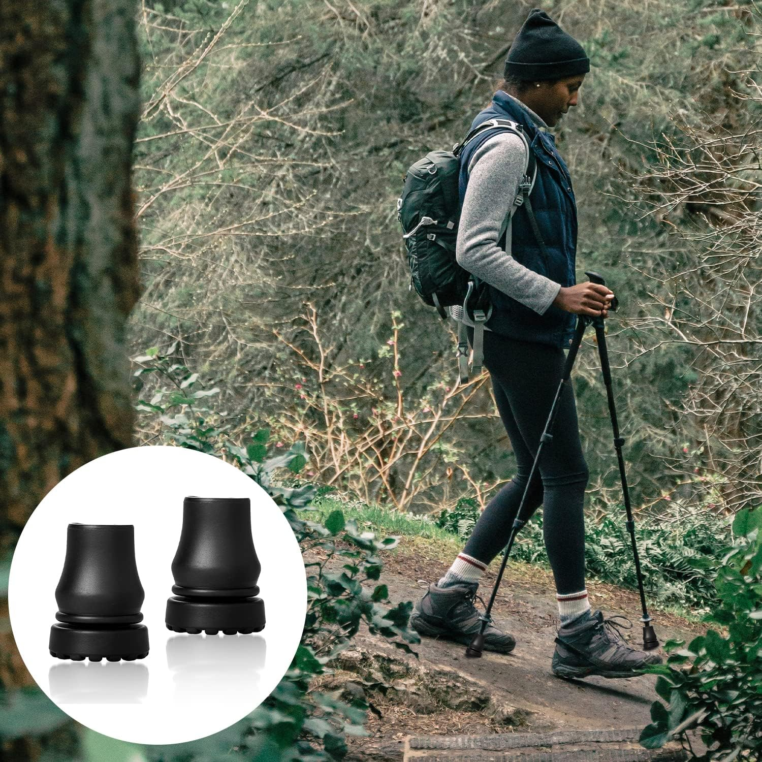 4Pcs Cane Tips 3/4 Inch Heavy Duty Rubber Cane Tips, anti Slip TPR Replacement Rubber Tips for Canes, Walking Sticks, Hiking Stick, Seniors Crutches