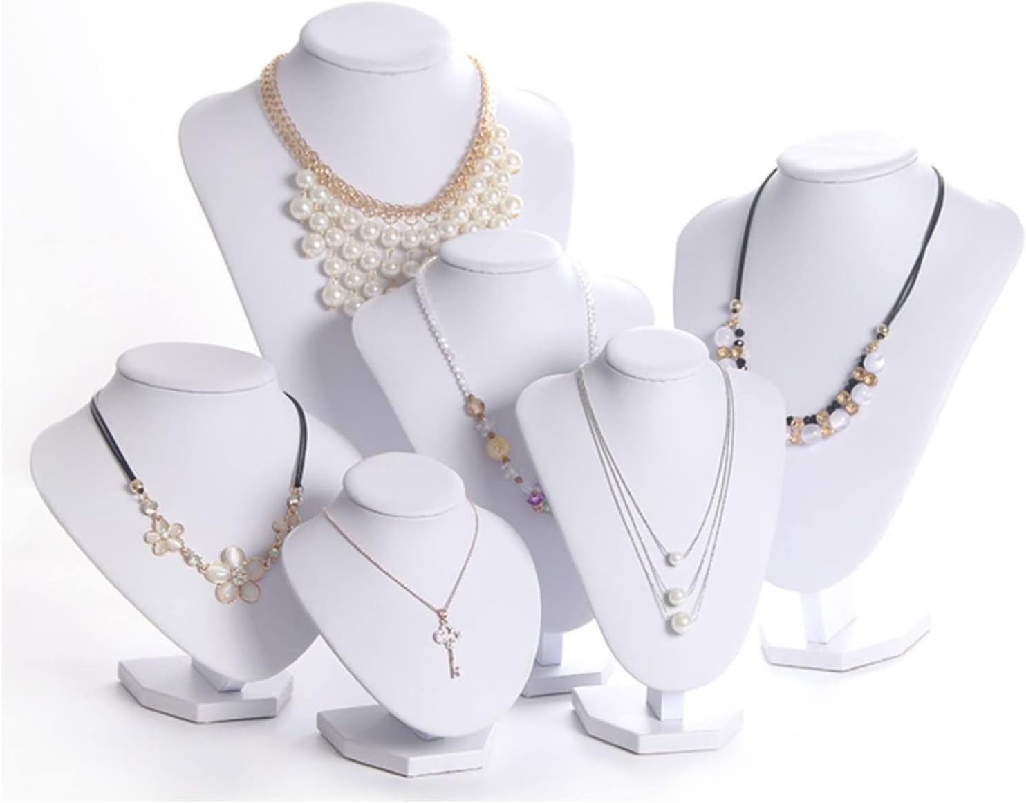 Jewelry Stand PU Faux Leather Necklace Chain Holder Storage Display Show Boutique Stand Mannequin Bust Home Organisation Jewelry Organizer for Women Jewelry Holder Jewelry Display (Color : White-B, image number 1