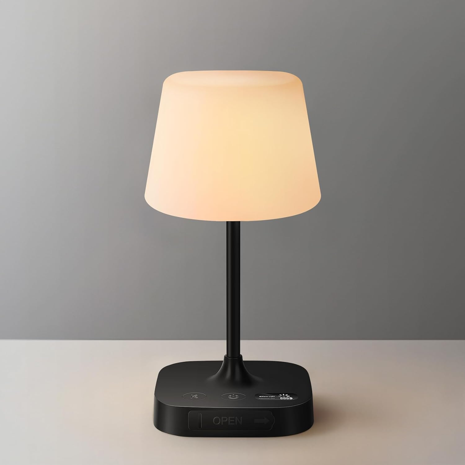 Webcem Rechargeable Table Lamp 8000Mah, IP65 Waterproof Shower Lamp, Cordless Battery Operated Bedside Lamp, 3 Colors & 5 Brightness Dimmable LED Display Portable Touch Lamp for Bathroom, Outdoor image number 1