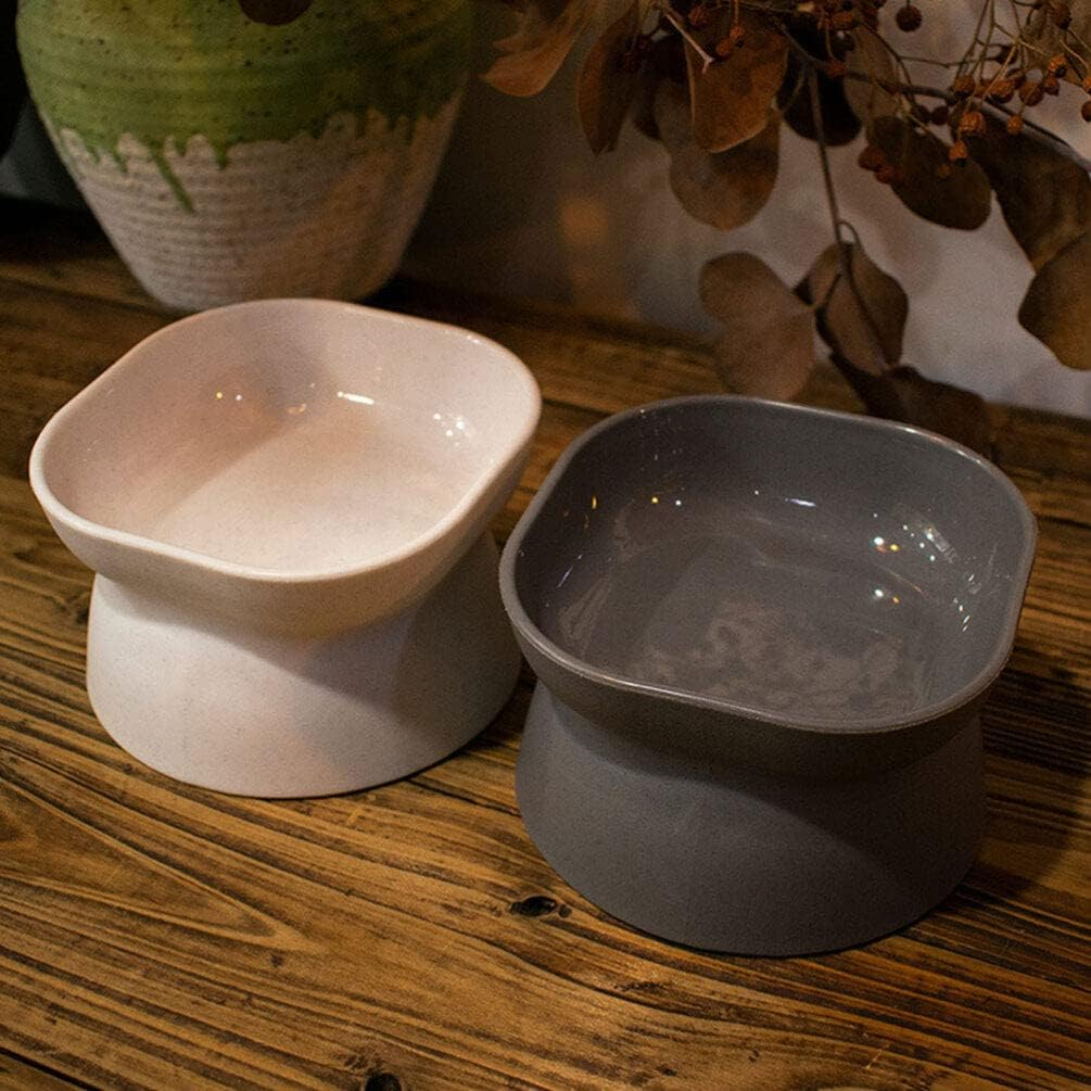 Alipis Cat Elevated Bowl Extra Wide Elevated Cat Food Bowl, Kitten Neck Protection Bowl Wide Shallow Cat Food Dish, 2Pcs image number 5